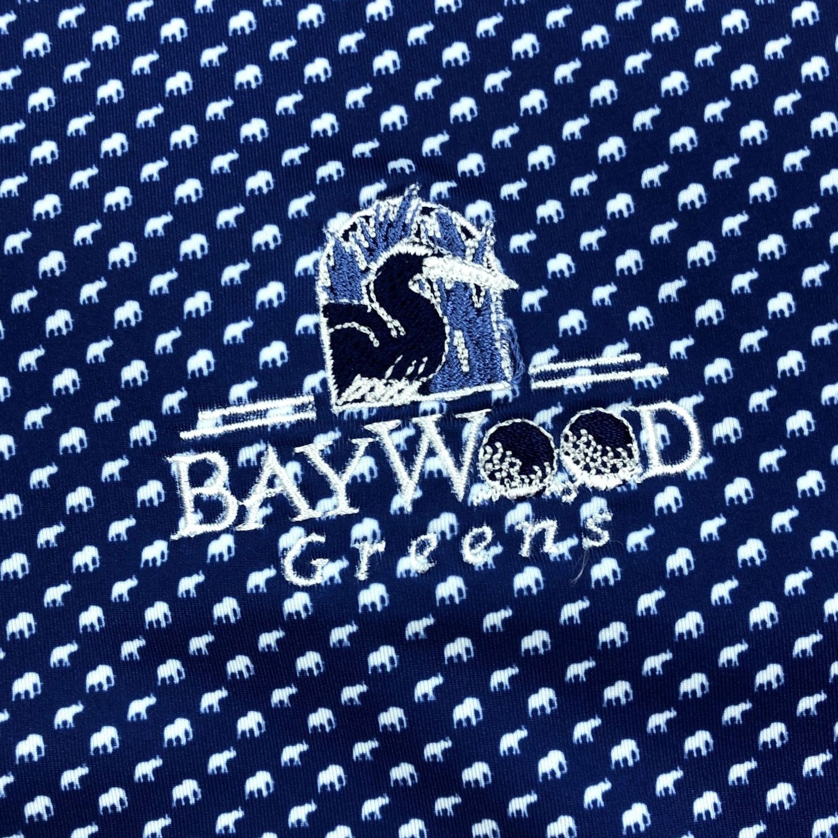 Vintage Donald Ross Sport Polo Shirt Baywood Greens Blue White Elephant Pattern Geometric Animal Print Short Sleeve XL Womens? Size US XL / EU 56 / 4 - 3 Thumbnail