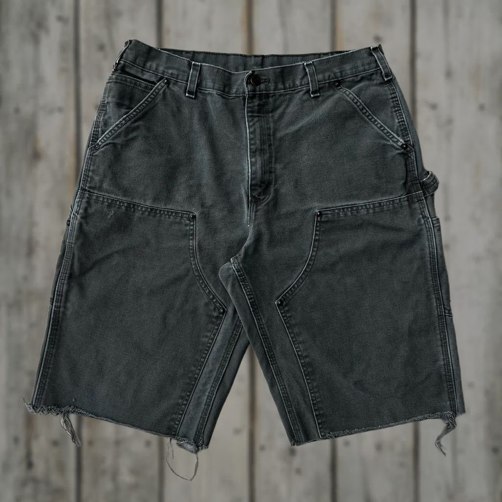 Carhartt WIP × sacai Duck Shorts GREY 2 Carhartt × Sacai SACAI CARHARTT SHORT DOUBLE KNEE GRAY | Grailed