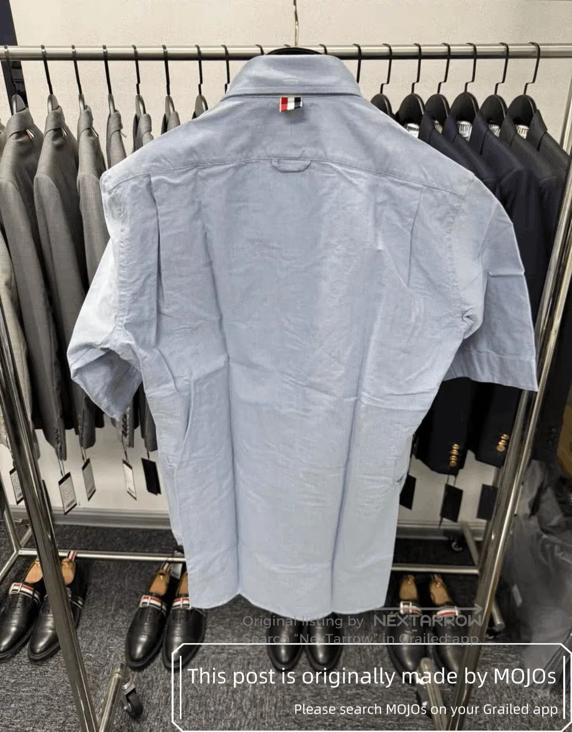 Thom Browne Sz 4 Thom Browne Logo Patch S/S Blue Shirt. Size US XL / EU 56 / 4 - 2 Thumbnail
