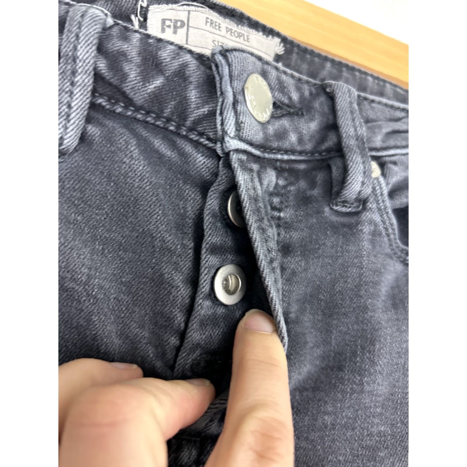 Free People VINTAGE Free People Jeans 25 Black Ankle Womens Regular Skinny Straight 27x27 Size 27" / US 4 / IT 40 - 6 Thumbnail