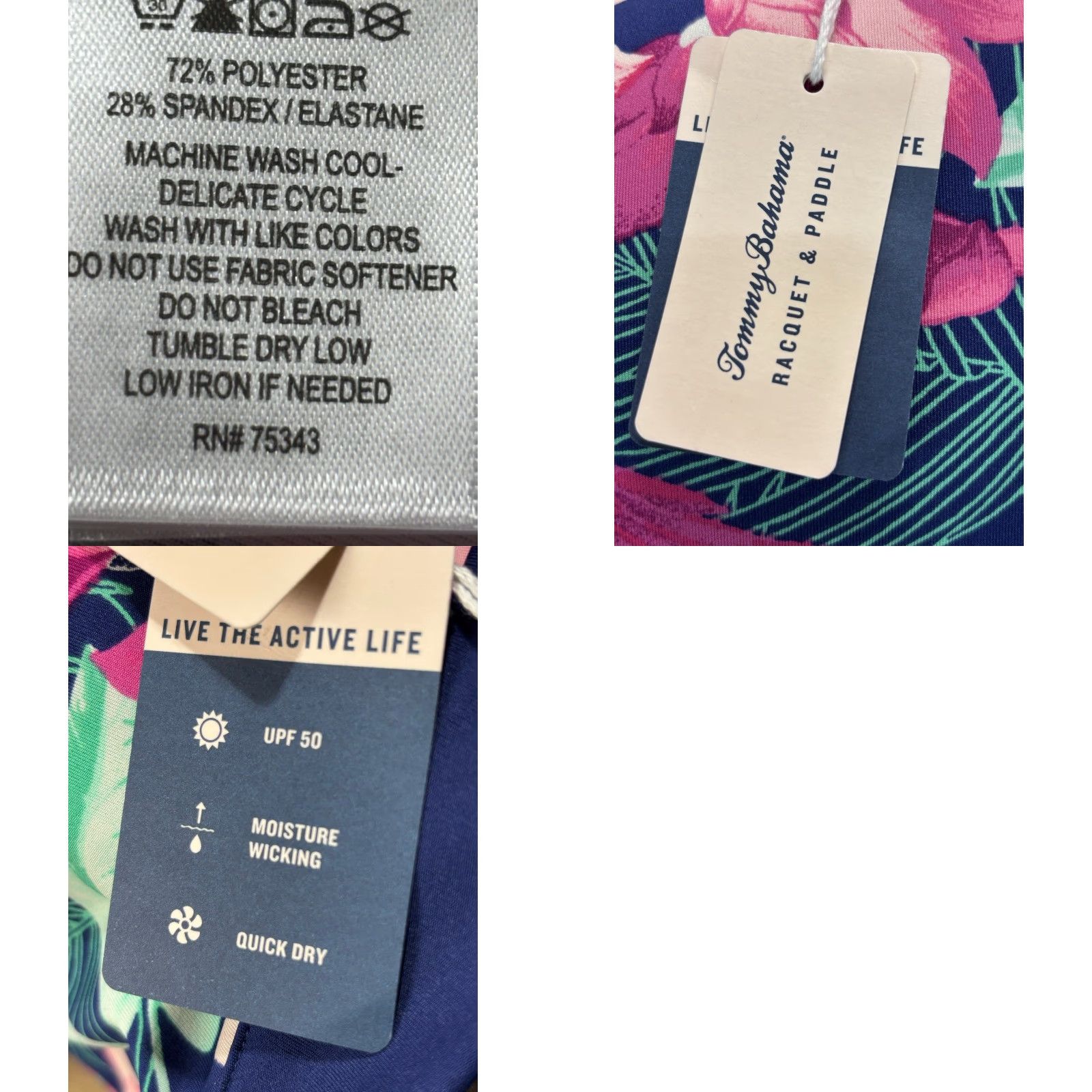 Tommy Bahama NEW Tommy Bahama Racquet & Paddle Active Floral Print Dress Size XL Blue UPF Size XL / US 12-14 / IT 48-50 - 8 Thumbnail