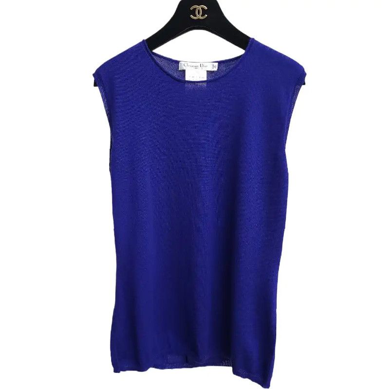 Dior Dior Blue Wool Short Sleeve Top 0089 Size S / US 4 / IT 40 - 1 Thumbnail