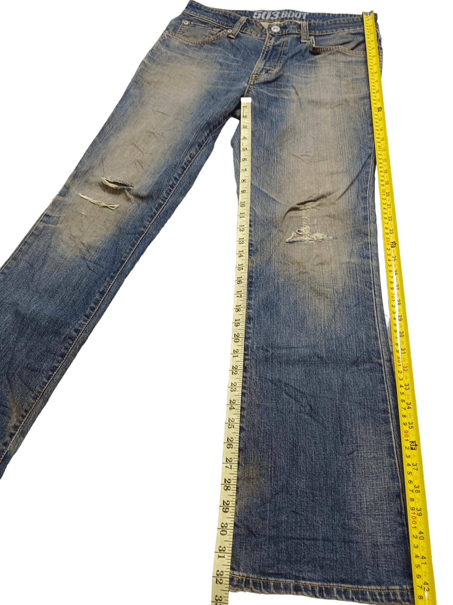Edwin Edwin Distressed Mudwash Bootcut Denim Size US 33 - 9 Thumbnail