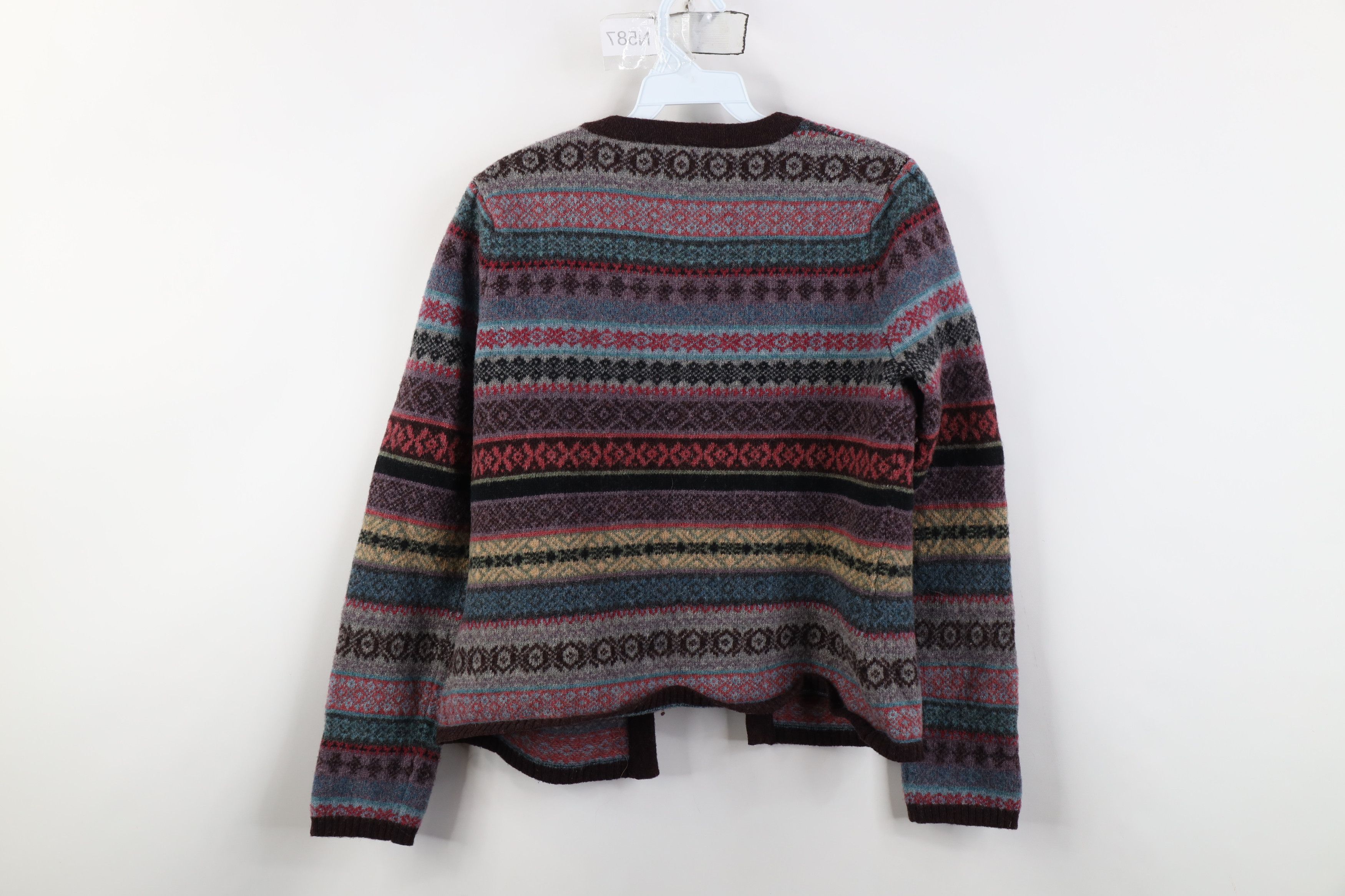 Vintage Vintage 90s Y2K Babydoll Rainbow Fair Isle Tie Sweater Size L / US 10 / IT 46 - 7 Thumbnail