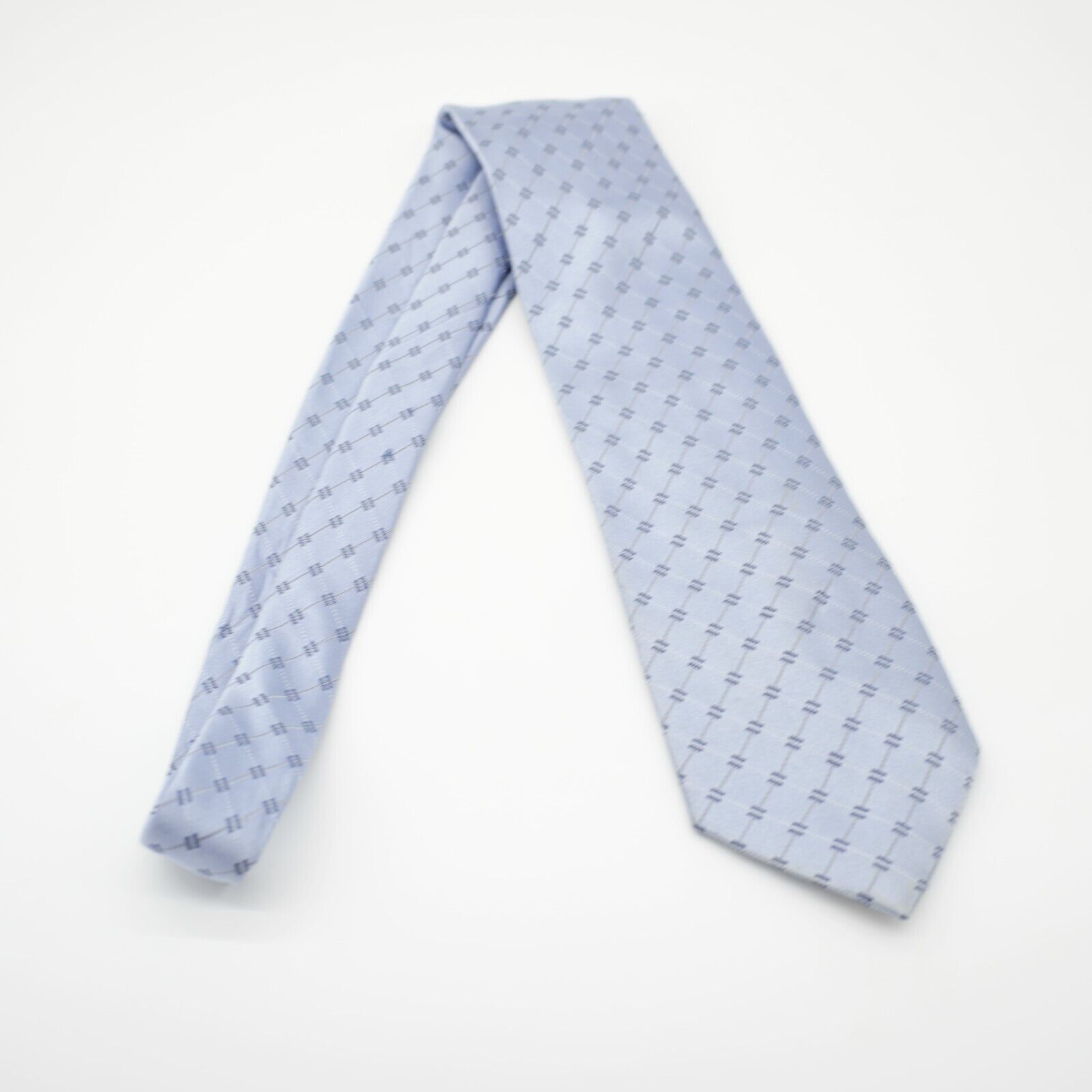 Calvin Klein Calvin Klein Blue Geometric Woven Silk Tie Size ONE SIZE - 7 Thumbnail