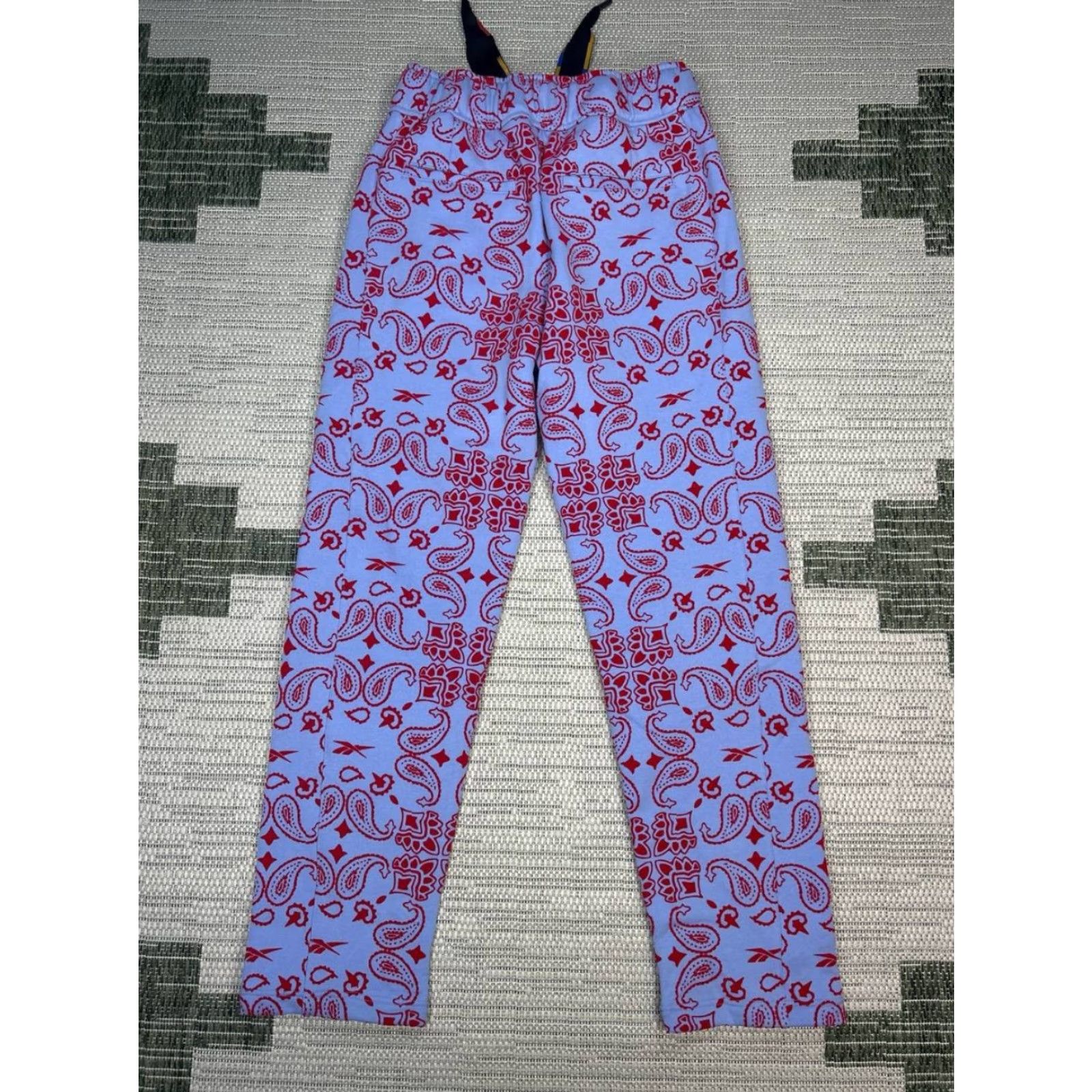 Reebok Reebok RCPM Sweatpants Men Small Blue Paisley Casual Drawstring Size US 29 - 2 Thumbnail