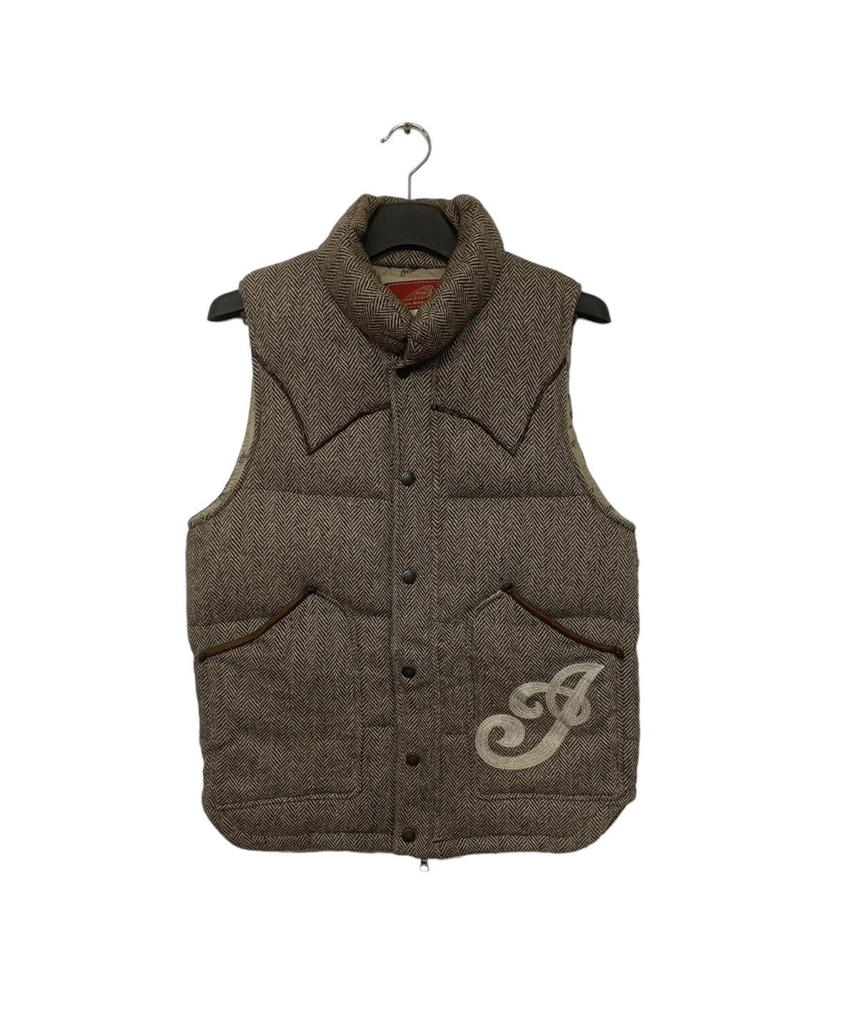 image of Indian Motercycles x Racing Indian Motorcycle Puffer Vests Jacket in Brown, Men's (Size Medium)