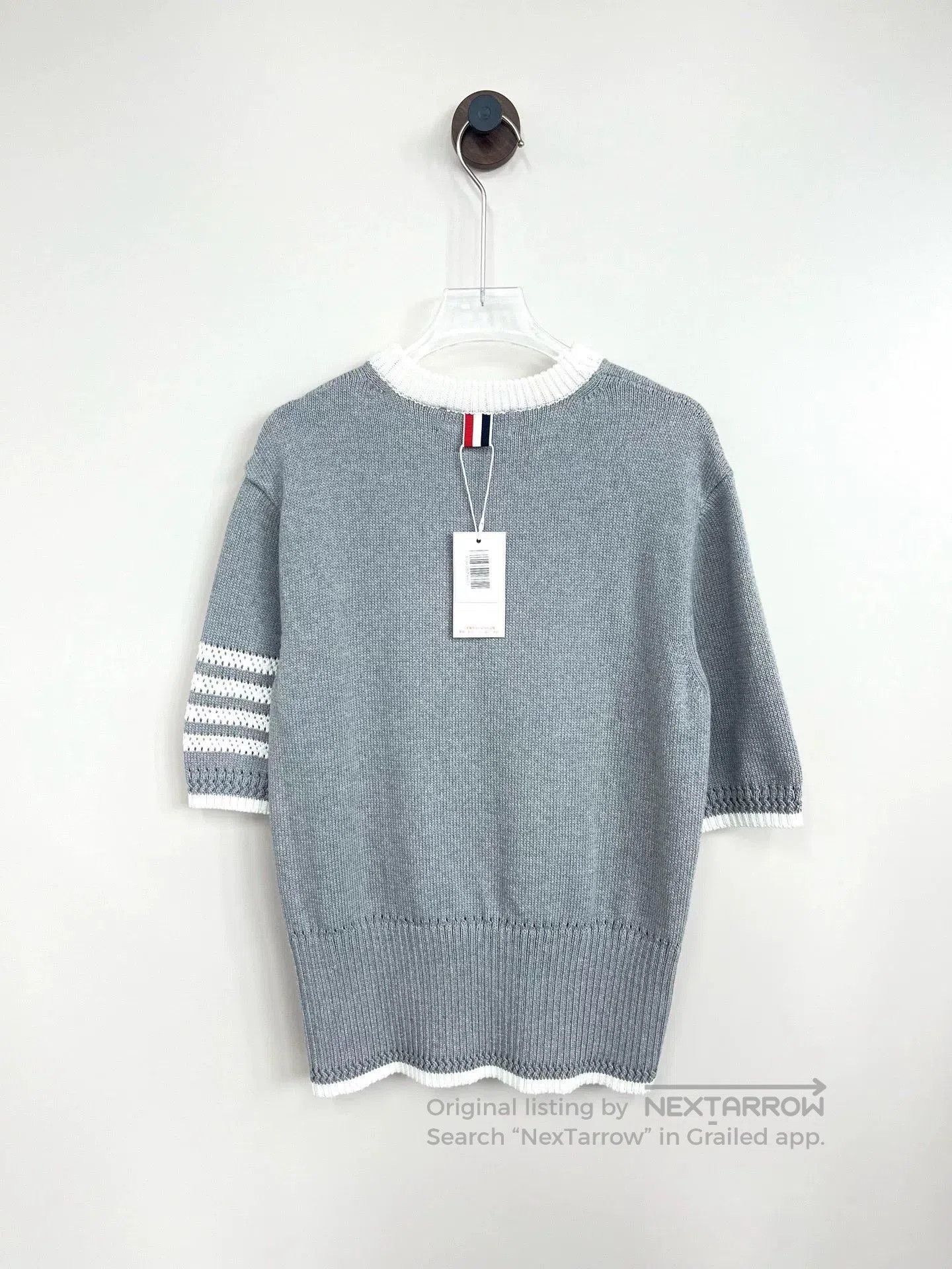 Thom Browne Thom Browne Gray Striped Knit Short Sleeve. Size US XS / EU 42 / 0 - 2 Thumbnail