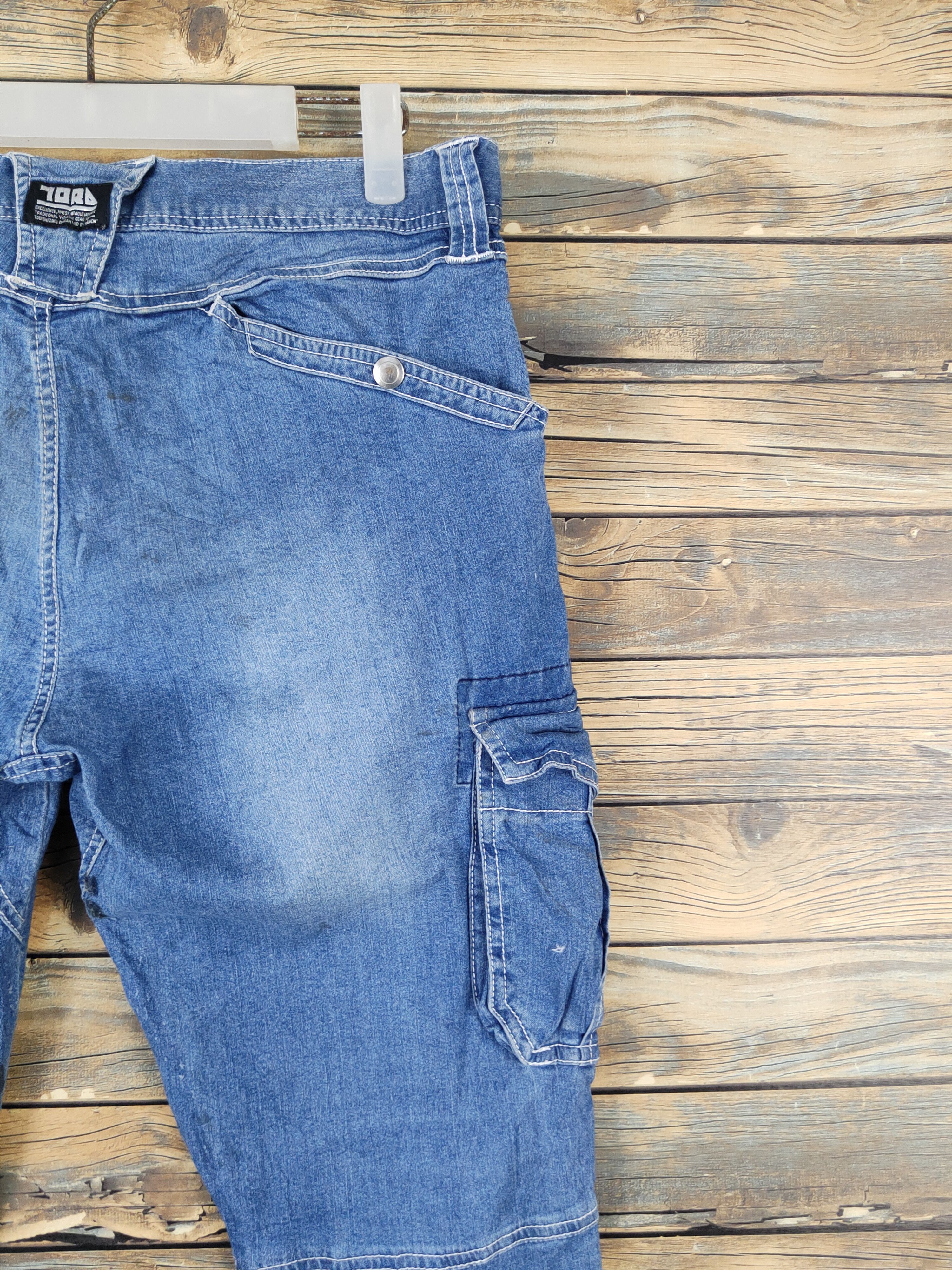 Japanese Brand Tora Blue Distressed Ripped multipocket denim Jeans #W1963 Size US 32 / EU 48 - 13 Thumbnail