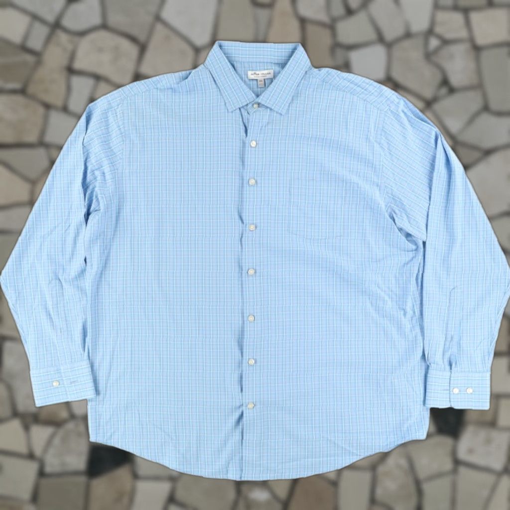 Peter Millar Peter Millar Shirt Gage Summer Comfort Long Sleeve Button Up Nylon Gingham Blue 2XL Mens Size US XXL / EU 58 / 5 - 1 Thumbnail