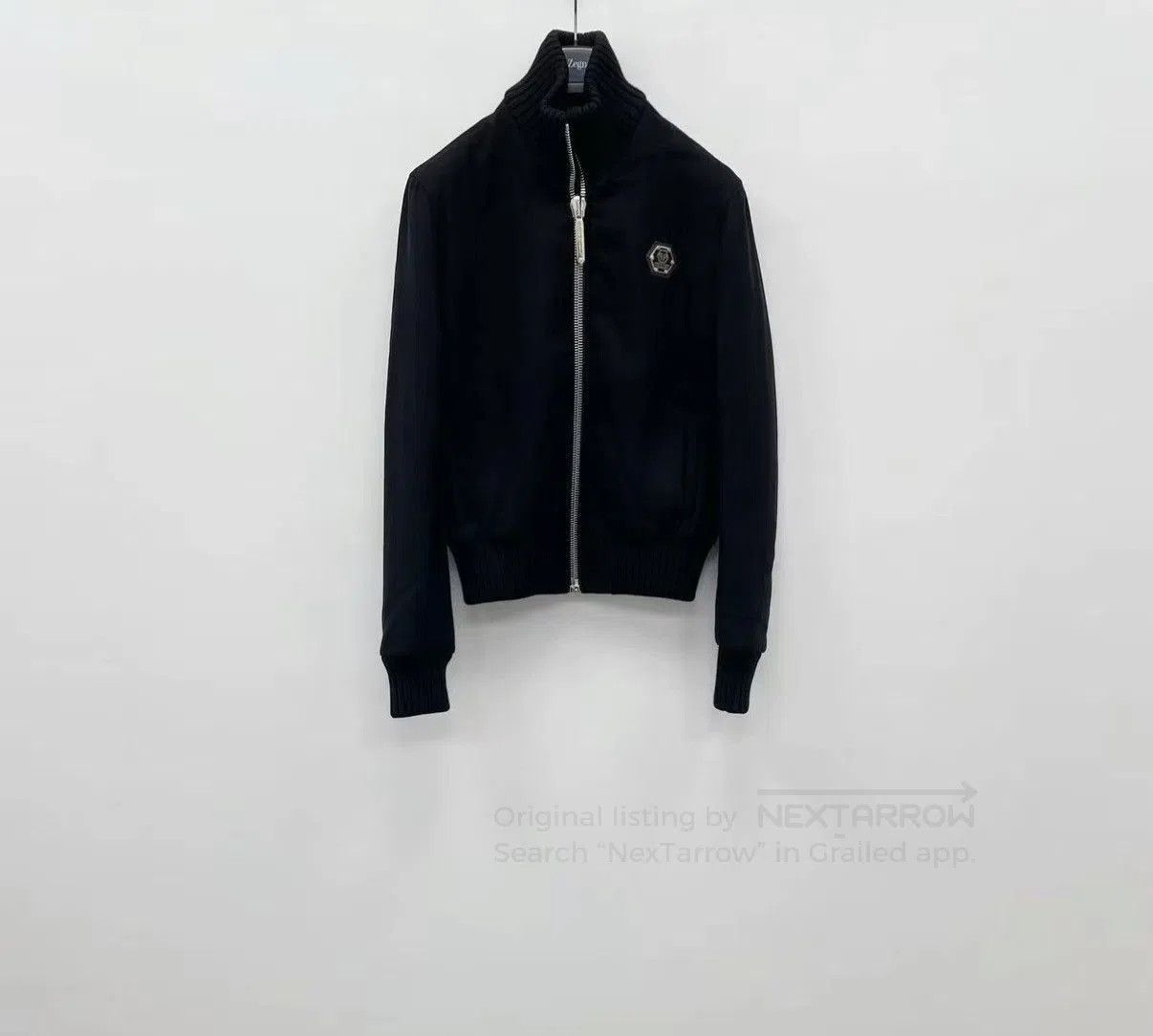 Philipp Plein Black Zip-Front Bomber Jacket with Emblem. Size US L / EU 52-54 / 3 - 1 Thumbnail