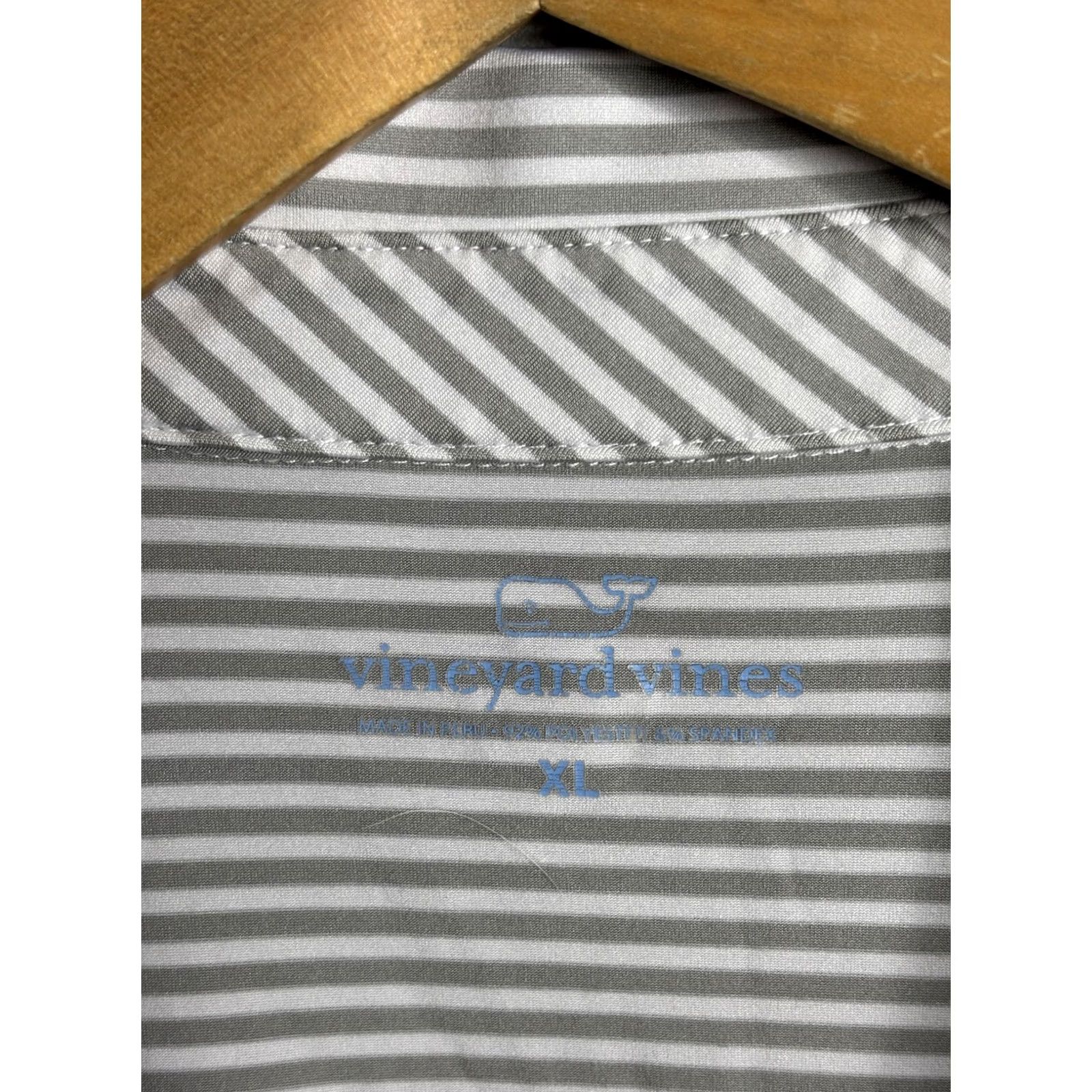 Vineyard Vines Vineyard Vines Polo Shirt Mens XL Gray White Stripe Performance Stretch Golf Shirt Size US XL / EU 56 / 4 - 3 Thumbnail
