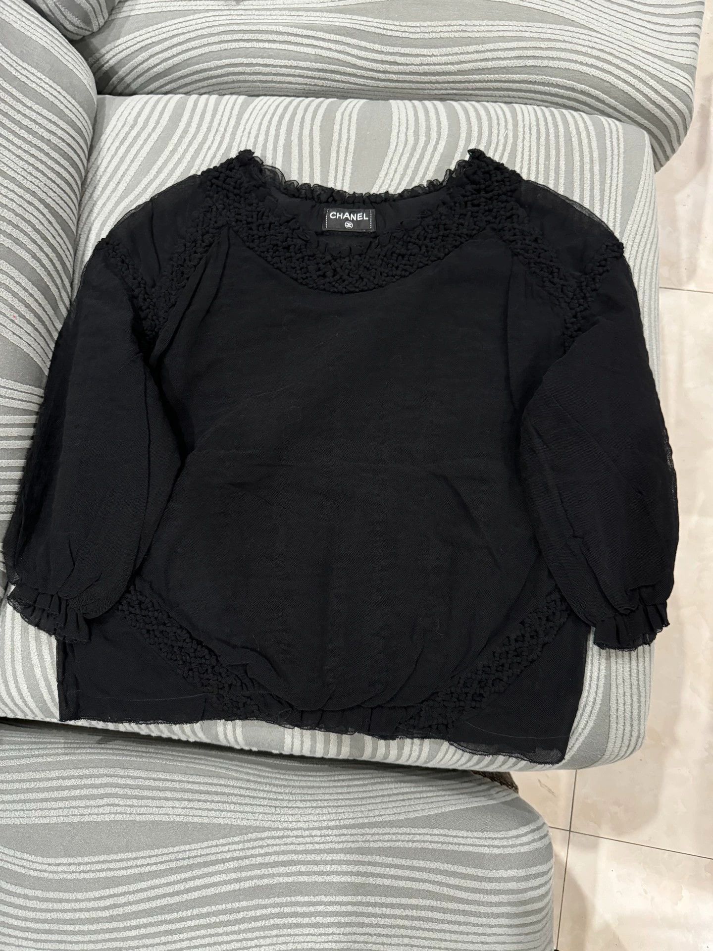 Chanel CHANEL Authentic Tulle Lace Long Sleeve Top Size XS / US 0-2 / IT 36-38 - 1 Thumbnail