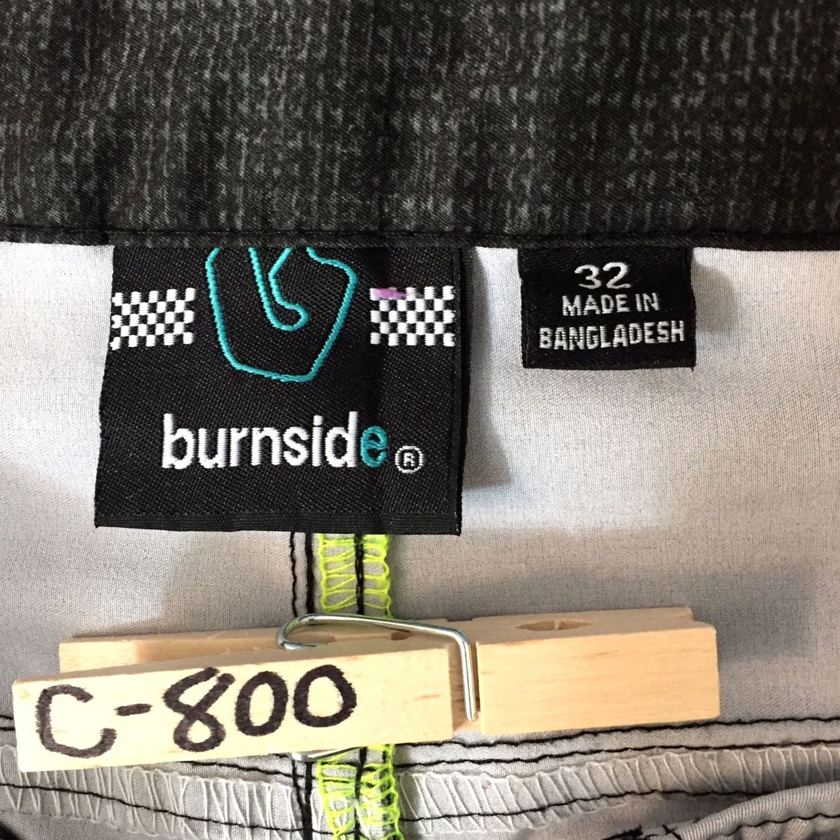 Burnside Burnside Mens Regular Chino Shorts - 32 Black Gray Polyester Size US 32 / EU 48 - 7 Thumbnail