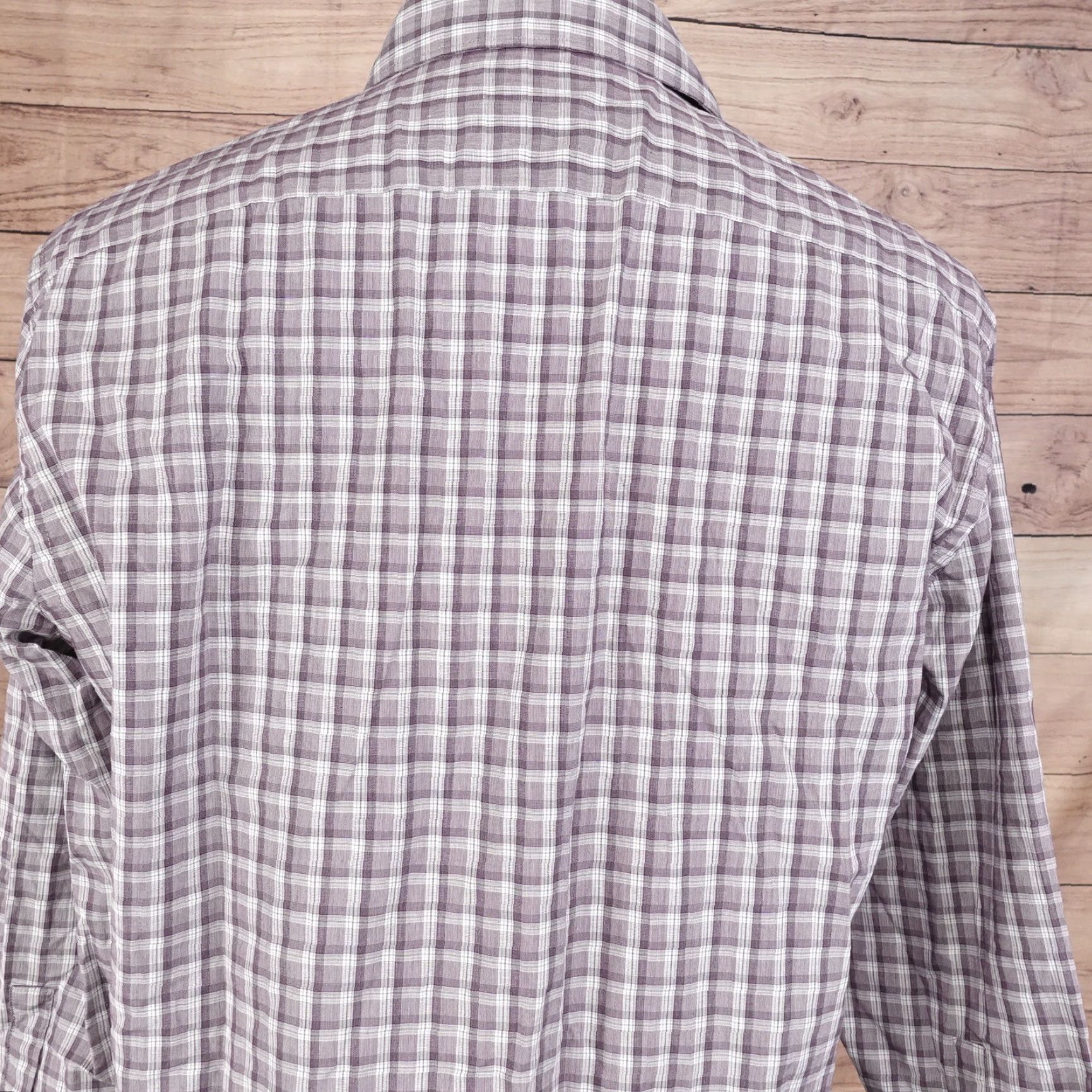 Apt. 9 APT. 9 PREMIER FLEX SLIM FIT MAUVE PLAID BUTTON UP SHIRT MENS L 16-16.5 32/33 Size US L / EU 52-54 / 3 - 5 Thumbnail