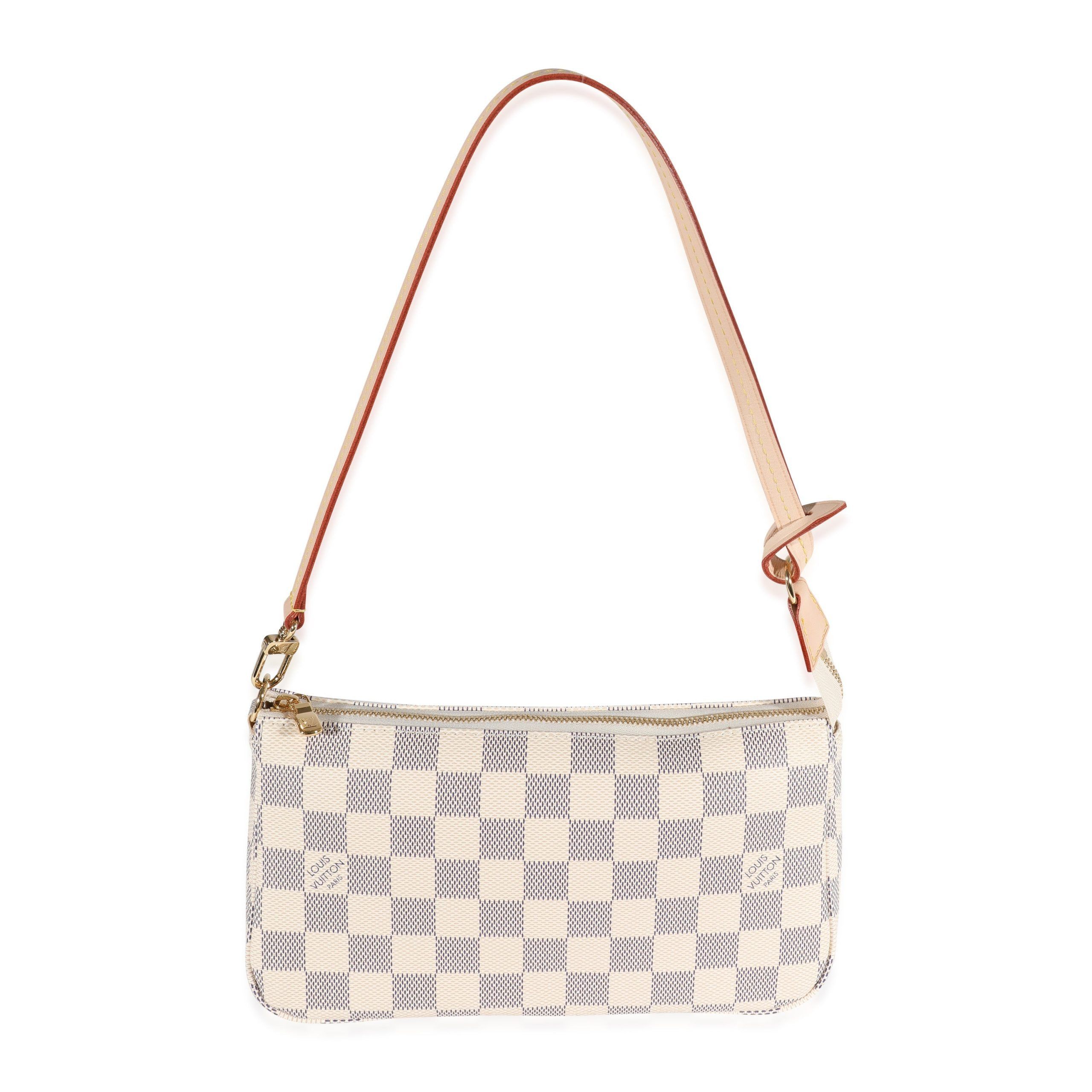 image of Louis Vuitton Damier Azur Pochette Accessoires in White, Women's