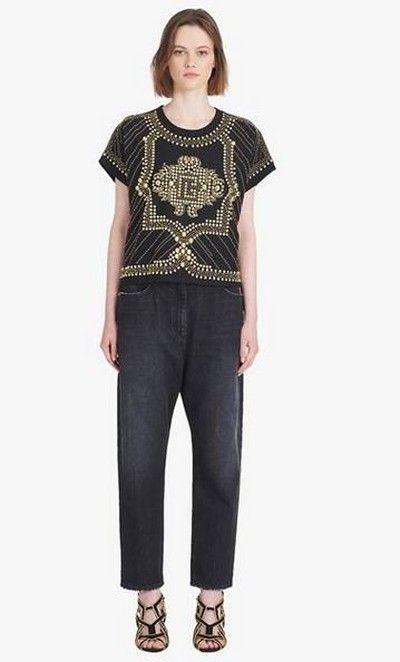 Balmain o1y0625 T-Shirt in Black/Gold Size XS / US 0-2 / IT 36-38 - 5 Thumbnail