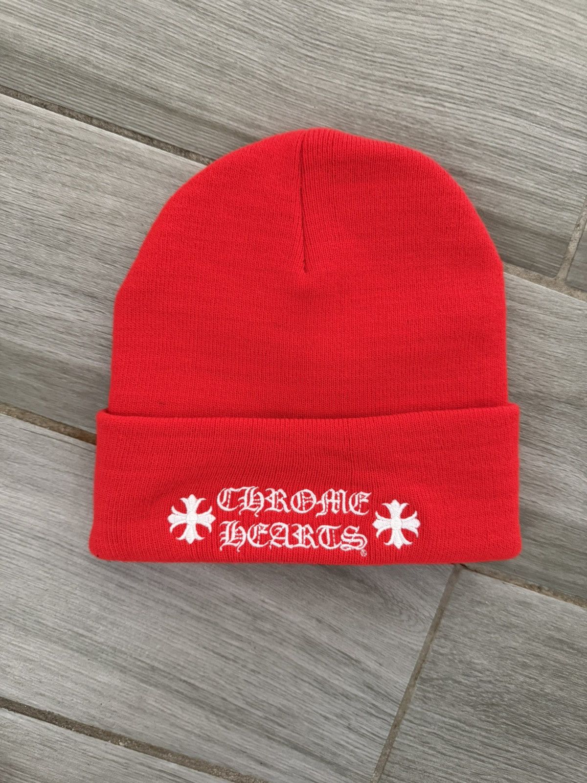 Chrome Hearts Chrome Hearts Logo Beanie RED Size ONE SIZE - 1 Thumbnail