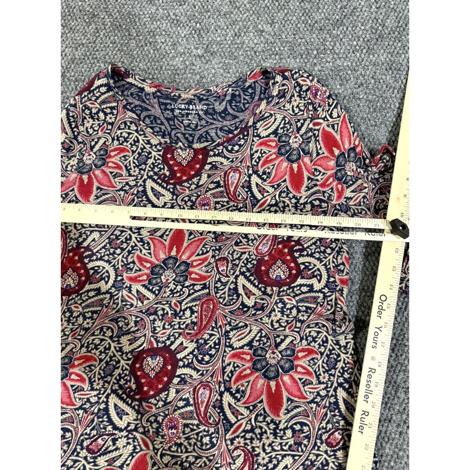 Lucky Brand Lucky Brand Shirt Womens L Paisley Scoop Neck 3/4 Sleeve Tunic Top Boho Casual Tunic Hem Multicolor Size L / US 10 / IT 46 - 5 Thumbnail