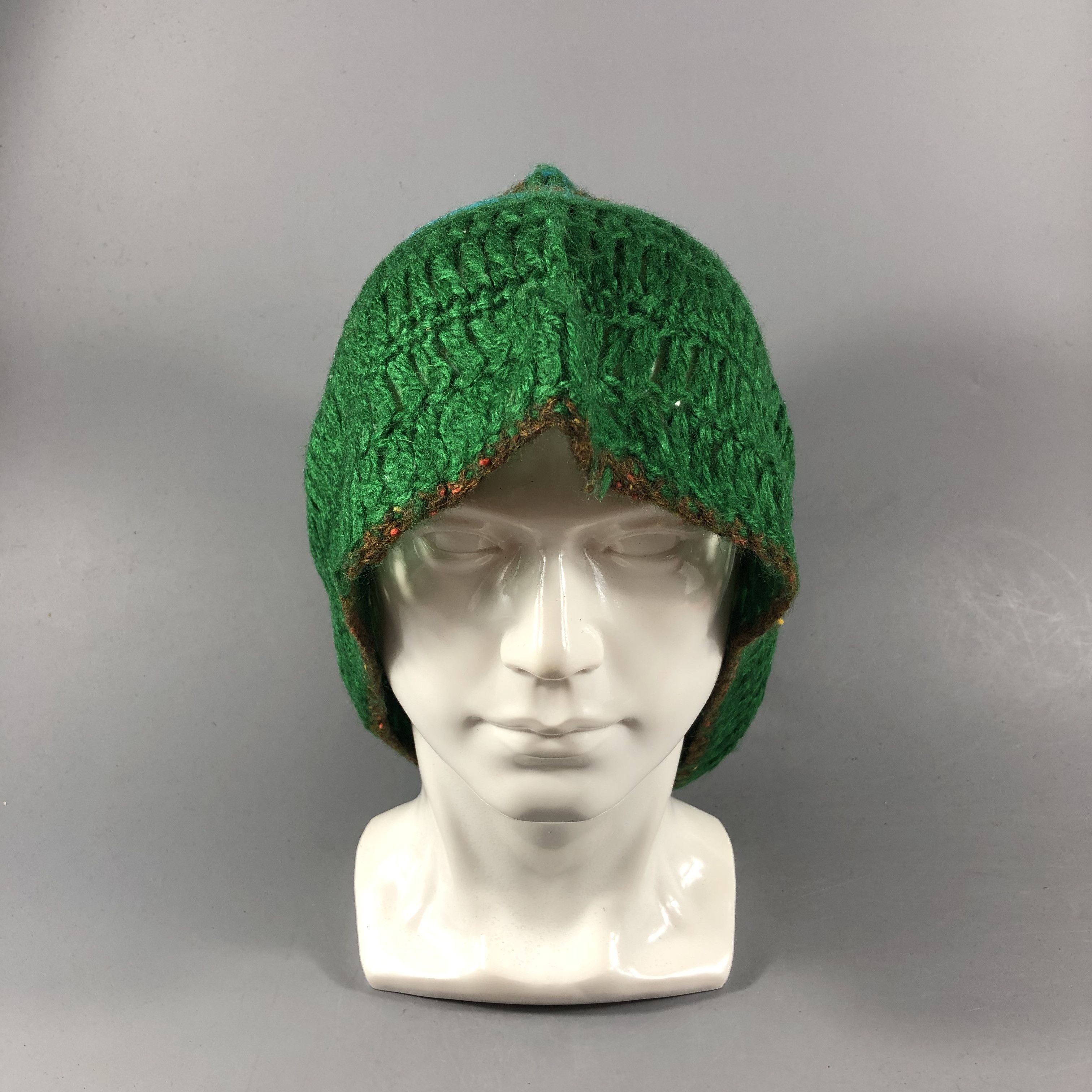 Vintage Unknown Crochet Knit Green Beanie Snowcap Snow Hat B873 Size ONE SIZE - 1 Thumbnail