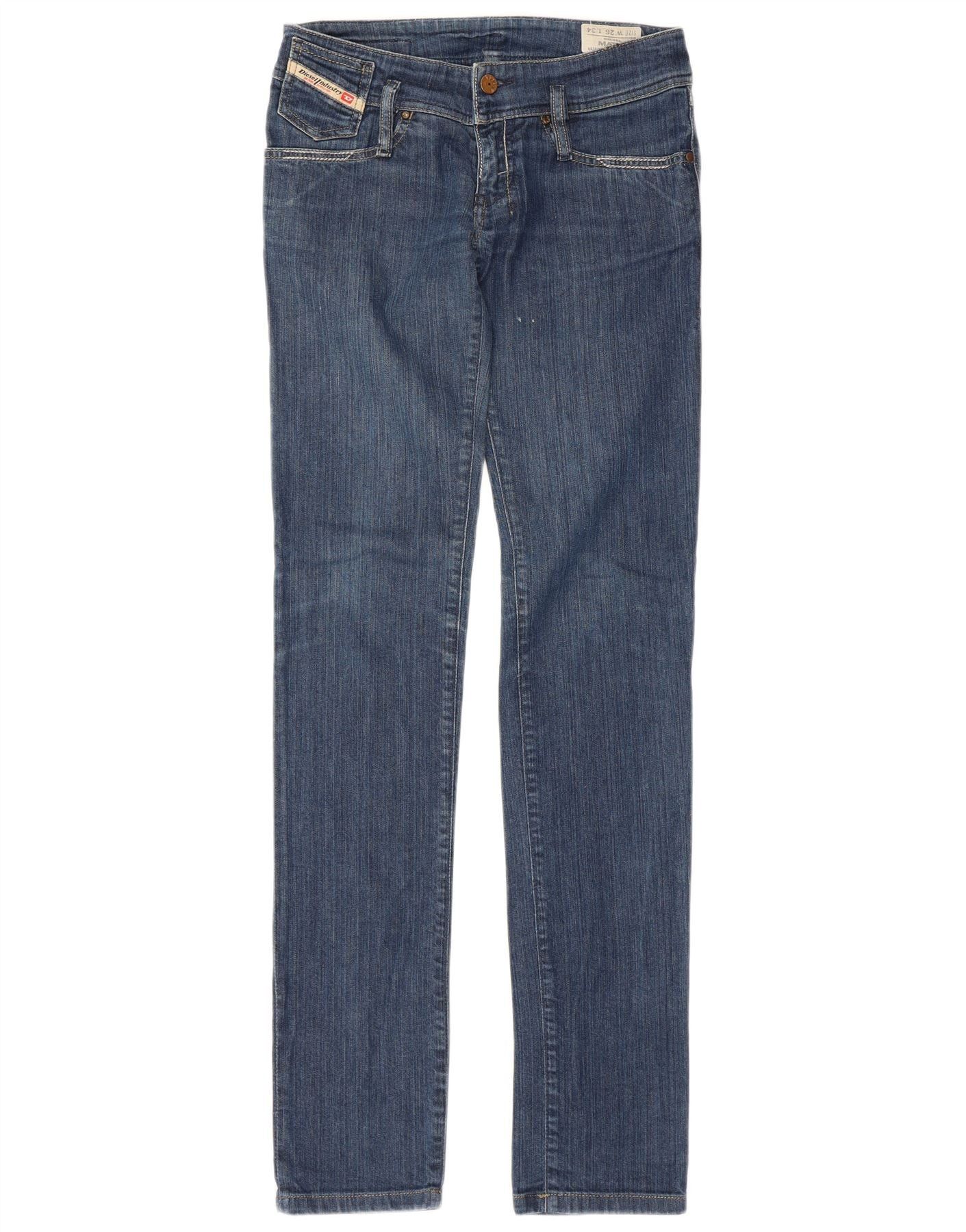 Diesel Womens Matic Low Waist Slim Straight Jeans W26 L34 Blue Cott Size 42" / US 20 - 1 Thumbnail