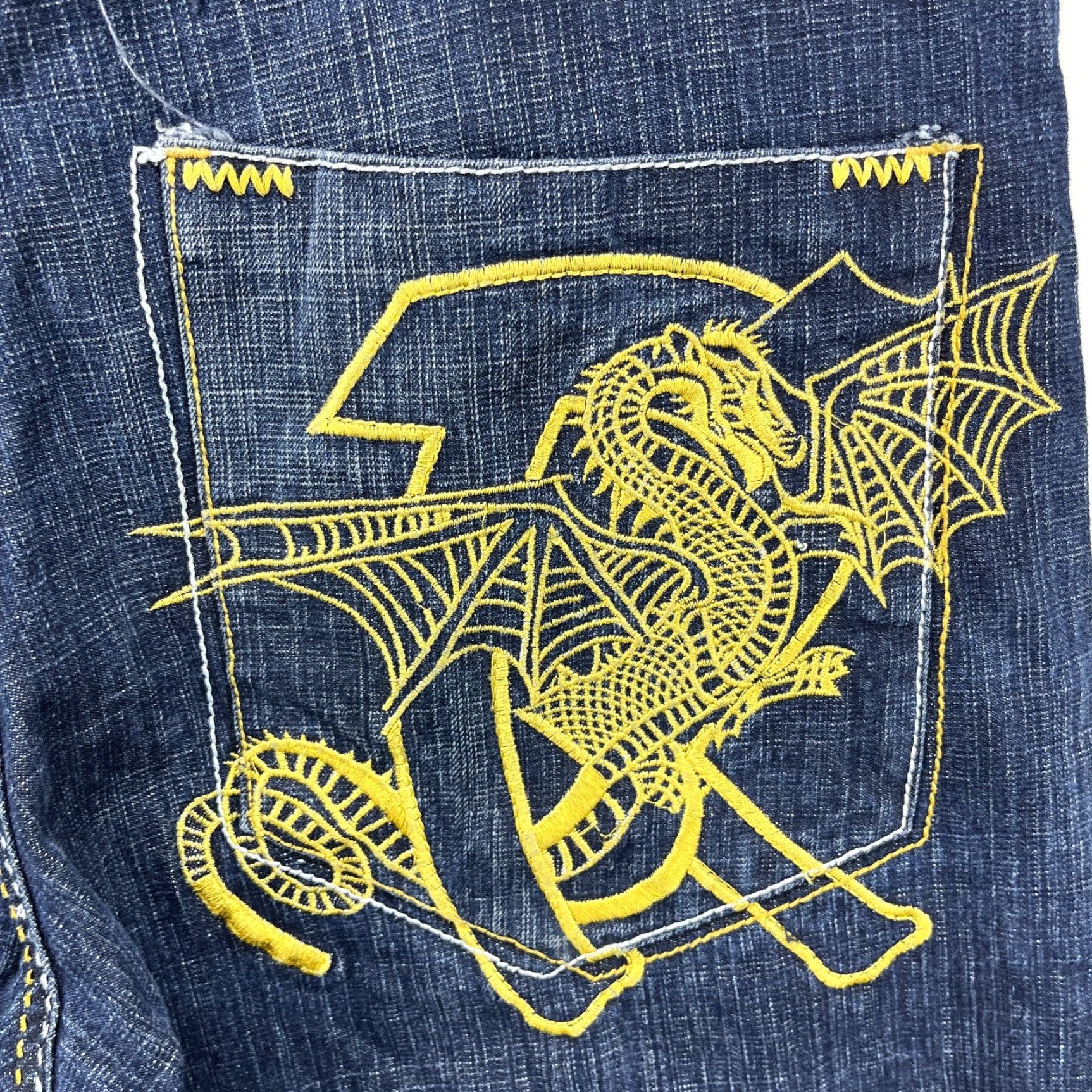 Vintage VINTAGE PACO Jeans Skater 34 x 32 Denim Wide-Leg Men Blue Refuse Baggy Dragon Embroidered Size US 34 / EU 50 - 5 Thumbnail