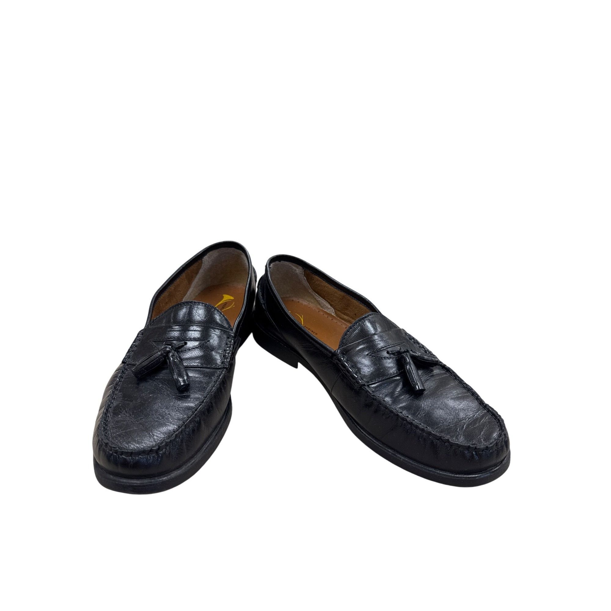 Designer French Shriner Buchanan SKU 7447 Mens Black Leather Tassel L Size US 12 / EU 45 - 1 Thumbnail