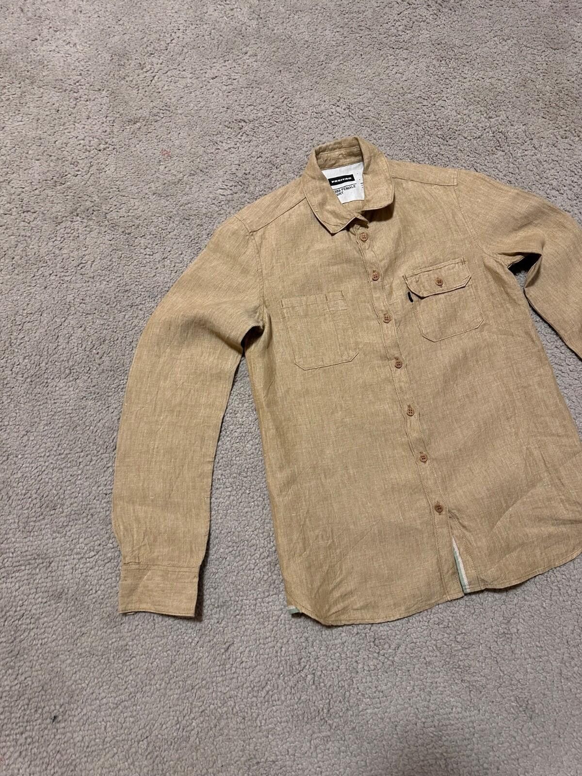 Freitag FREITAG E380 Womens Long Sleeve Breige Linen Button Shirt Size S / US 4 / IT 40 - 2 Thumbnail