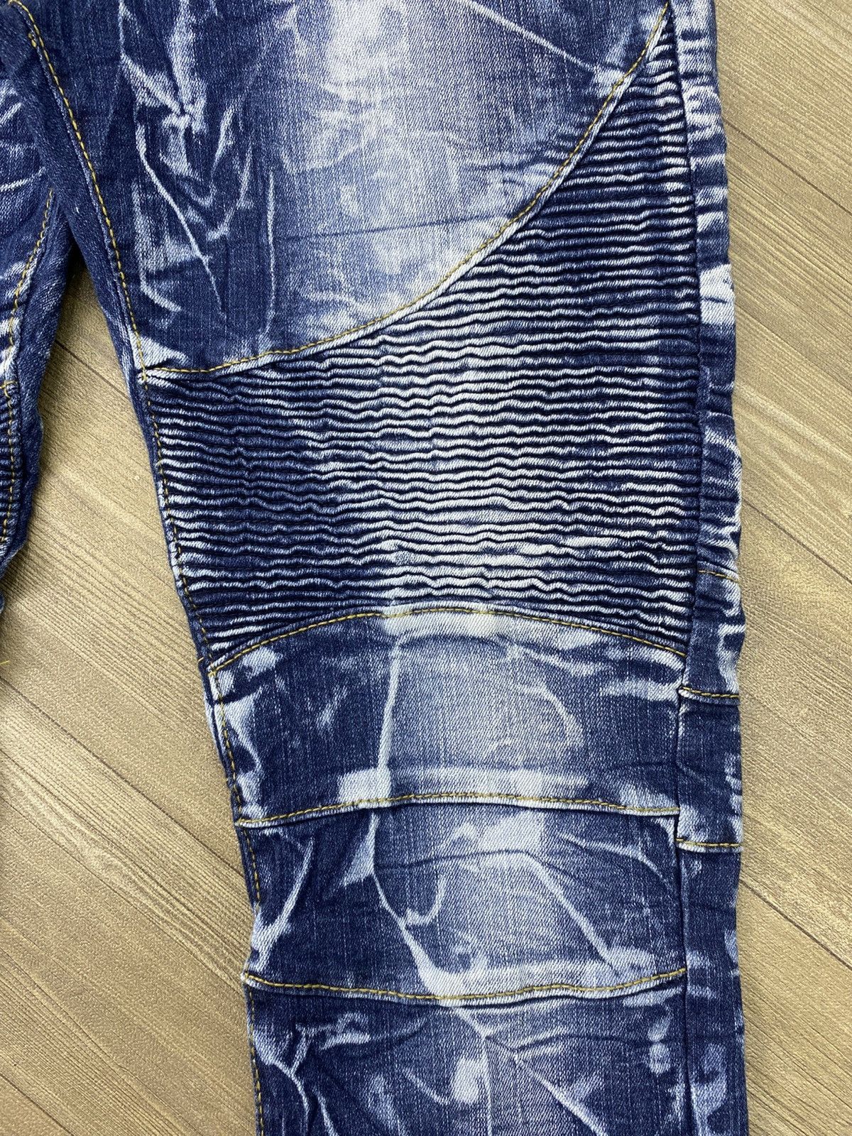Japanese Brand Japanese Acid Wash Blue Balmain Style Bikers Pants Size US 34 / EU 50 - 7 Thumbnail
