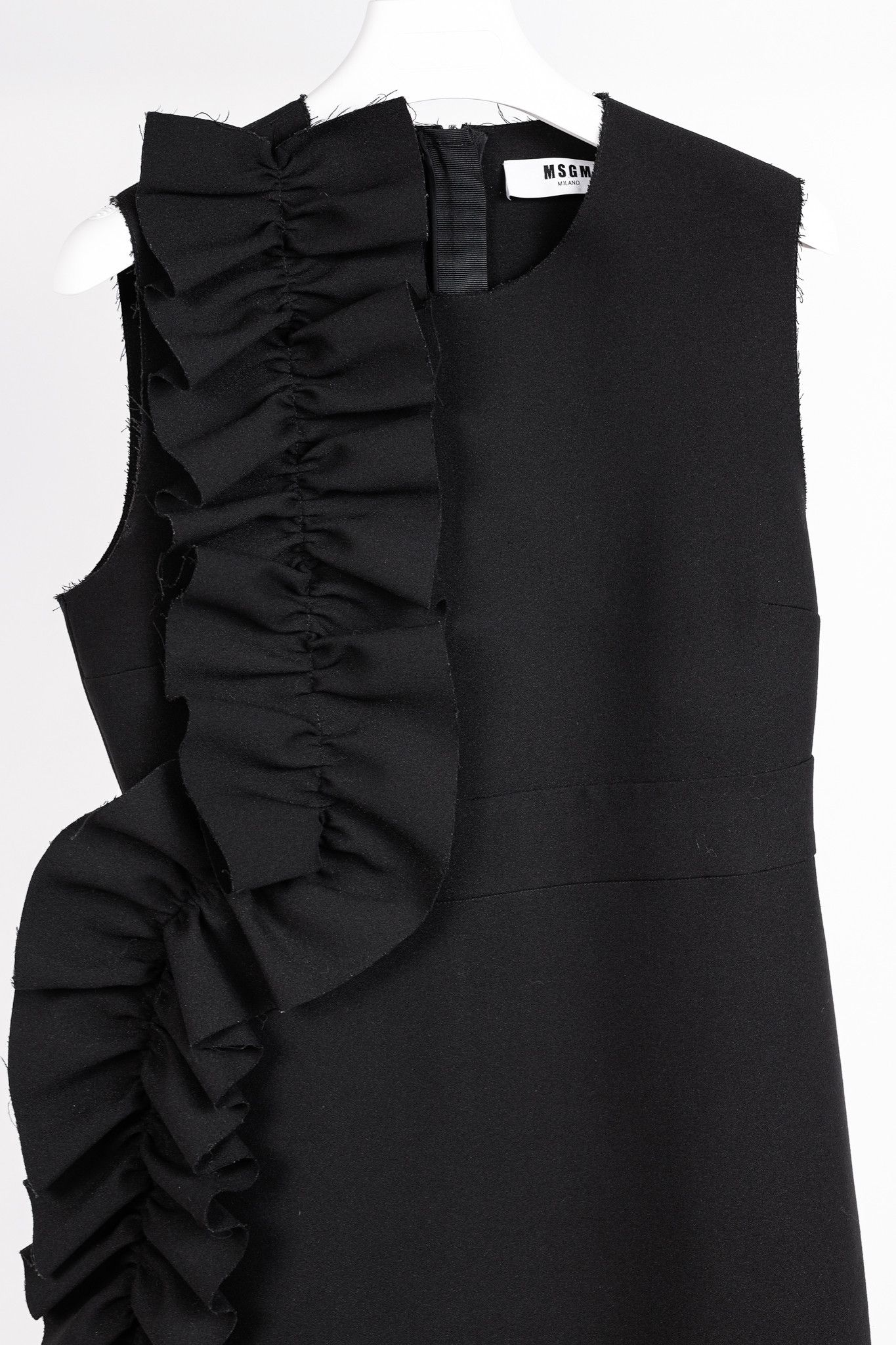 MSGM MSGM Black Crepe Ruffle Sleeveless Mini Dress Size XL / US 12-14 / IT 48-50 - 3 Thumbnail
