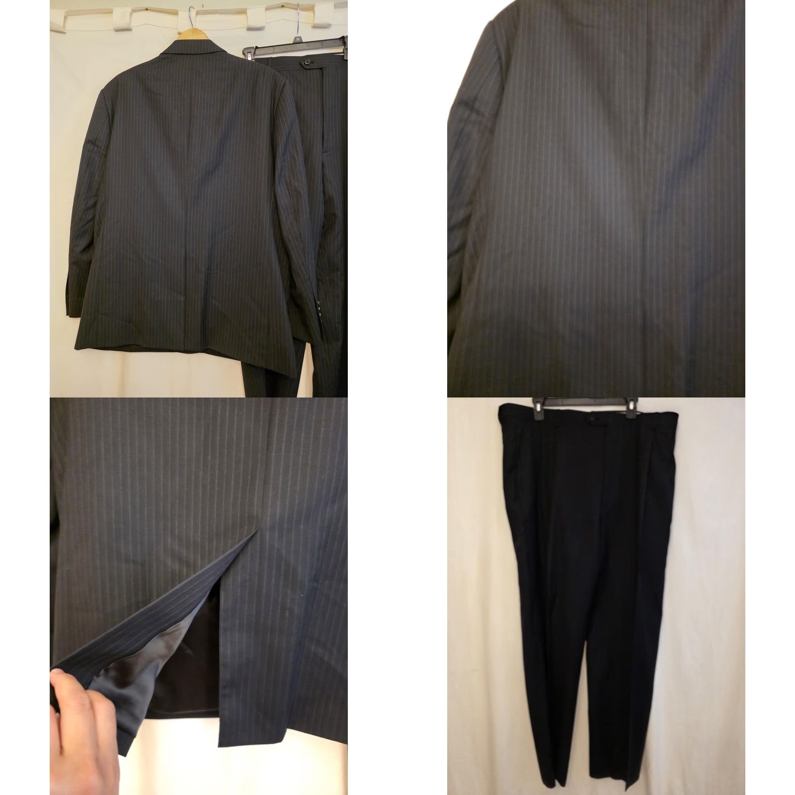 Joseph Joseph & Feiss Suit Mens 46 41x30 Gray Wool Pinstripe 2 Piece Jacket Pants Size 46R - 9 Thumbnail