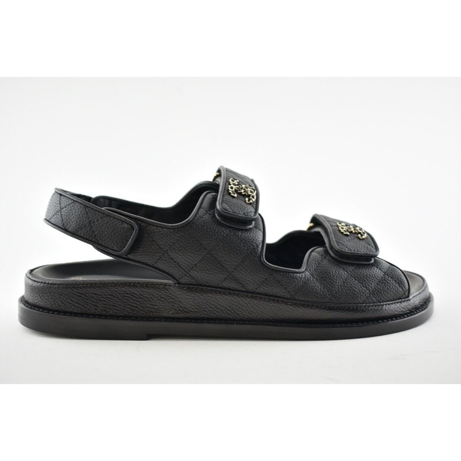 Chanel Chanel 21C Black Caviar Gold CC Logo Mule Slide Strap Flat Size US 8 / IT 38 - 3 Thumbnail