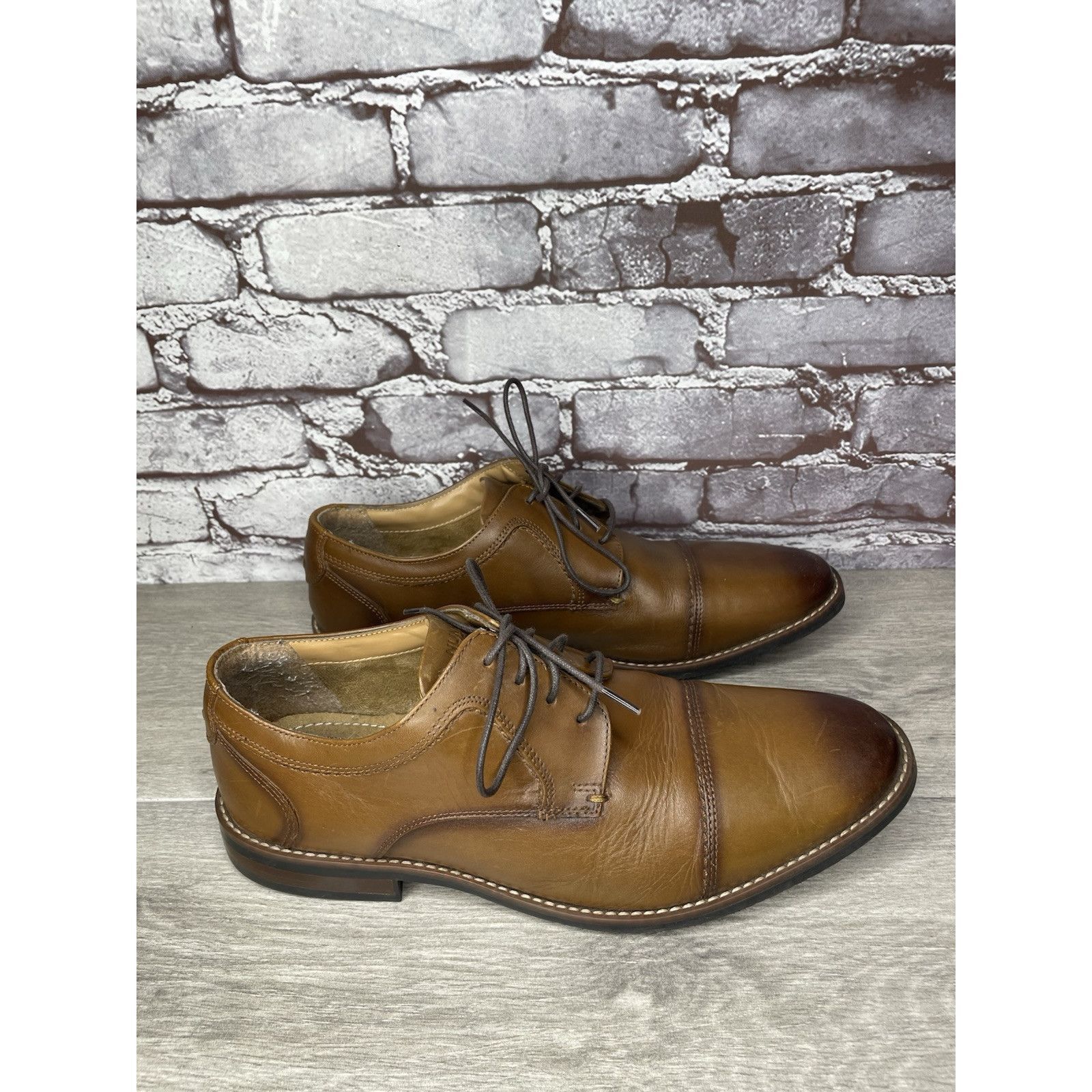 Nunn Bush Nunn Bush Mens Brown Cap Toe Comfort Gel Lace Up Shoes Size Size US 10.5 / EU 43-44 - 5 Thumbnail
