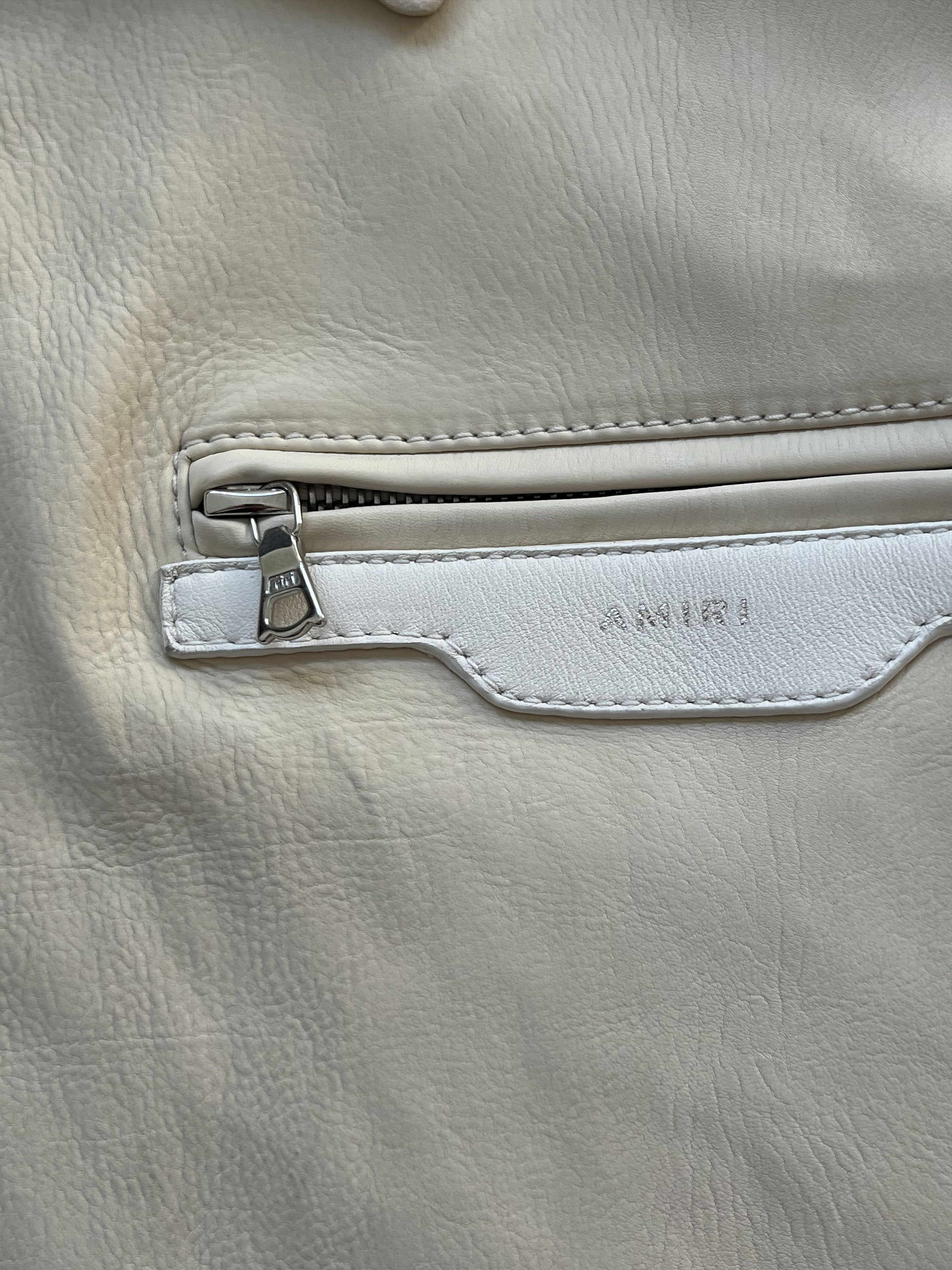 Amiri AMIRI Women’s Leather Zip Jacket – Bone White Size M / US 6-8 / IT 42-44 - 5 Thumbnail