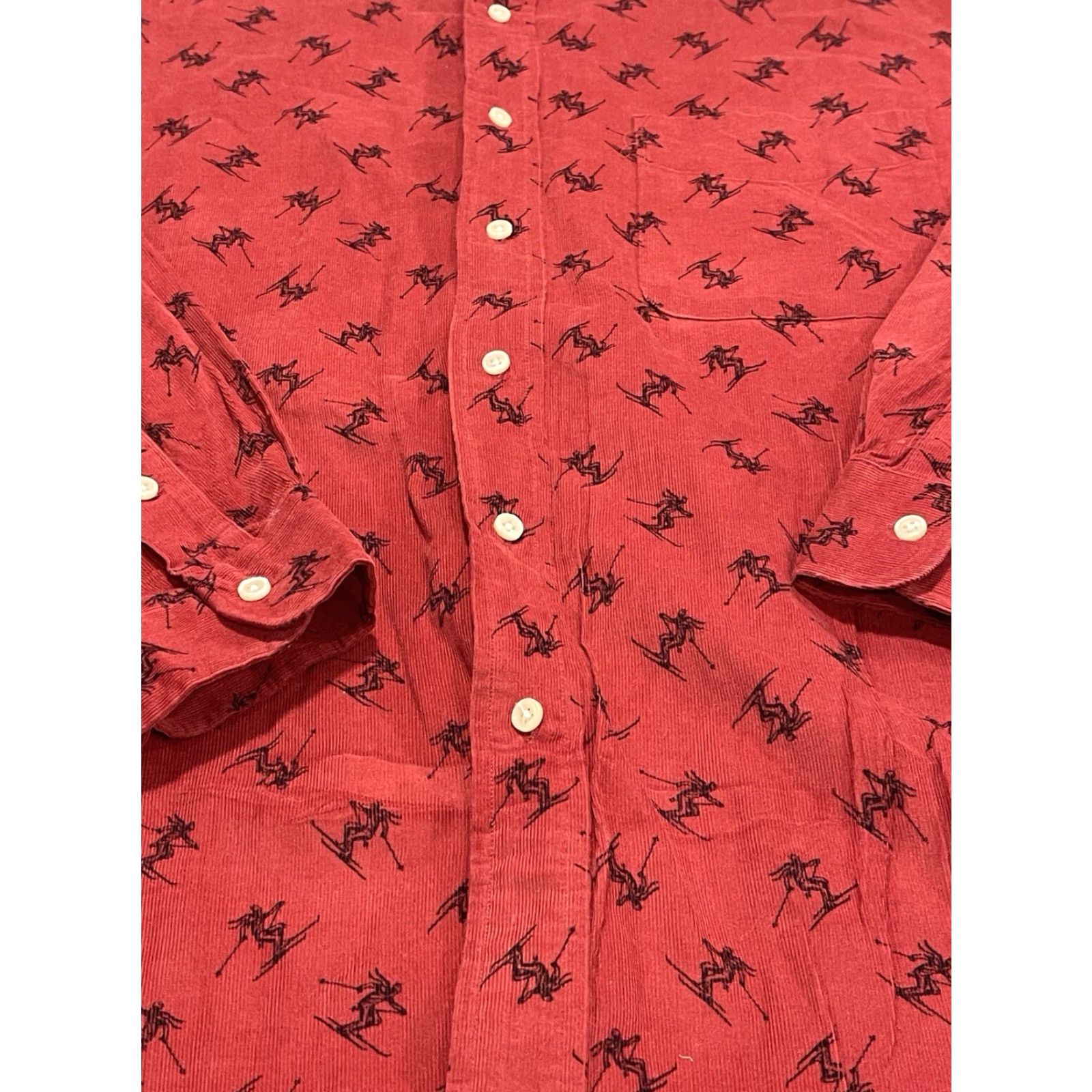 Polo Ralph Lauren VINTAGE Polo Ralph Lauren Ski Shirt Corduroy Button-Up Long Sleeve XL Red 90s Mens Shirt Size US XL / EU 56 / 4 - 2 Thumbnail