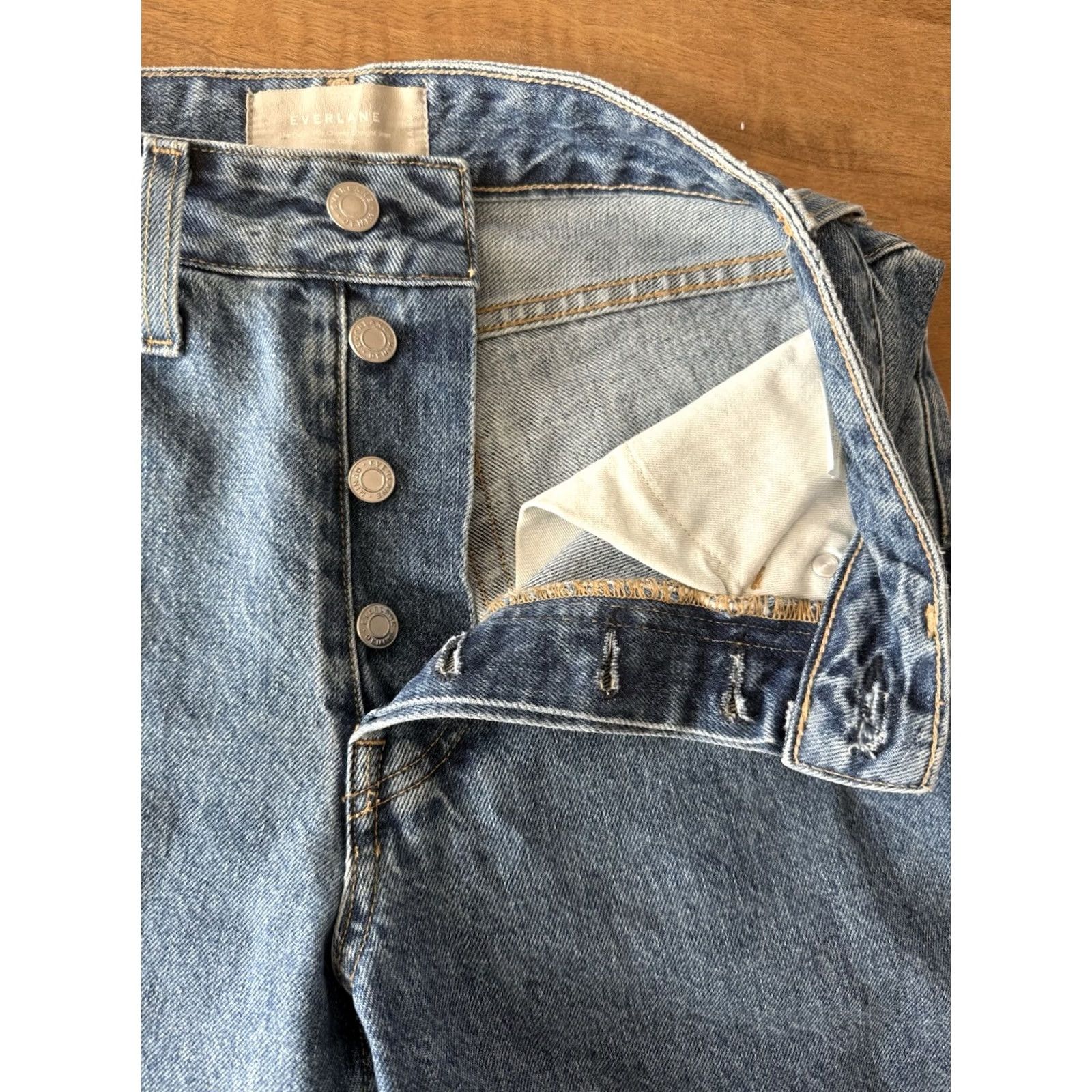 Everlane Everlane Jeans Straight 90s High Waist 25 Womens Blue Denim Button Fly 5-Pocket Regular Fit 100% Cotton USA Logo Vintage: No Size 42" / US 20 - 4 Thumbnail