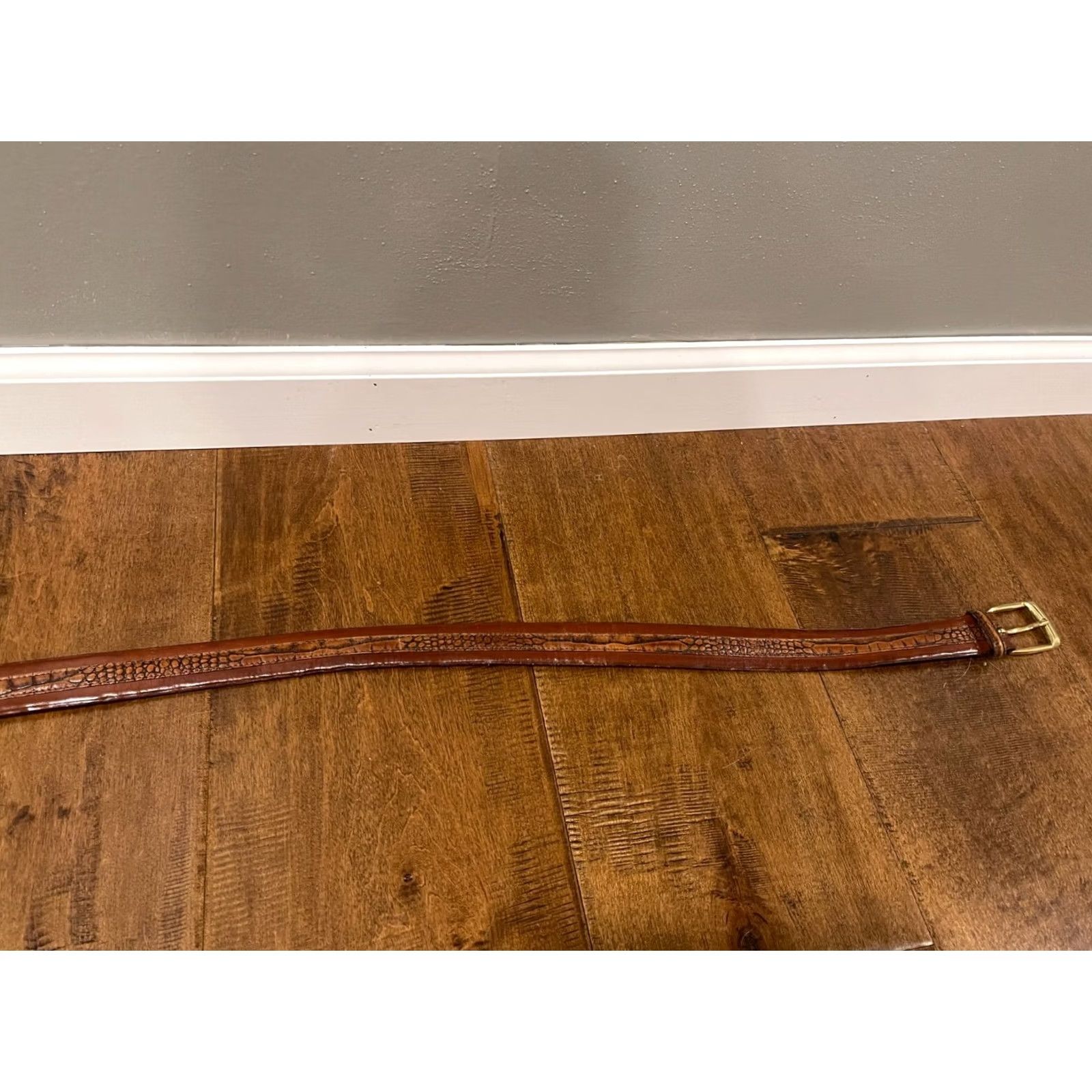 Vintage Paul Fredrick Belt Brown Leather Aniline Kipskin Shoulders Made in USA Mens 36 Snake Size 36 - 7 Thumbnail
