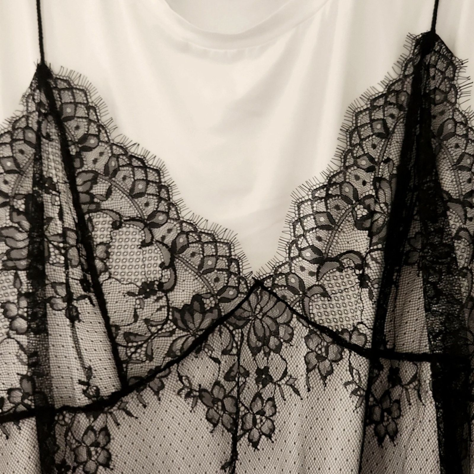 Shein Unique ☆ Crisp White Tee ☆ Black Lace Cami Overlay 4x ☆ NWT Size 4XL / US 24-26 - 4 Thumbnail