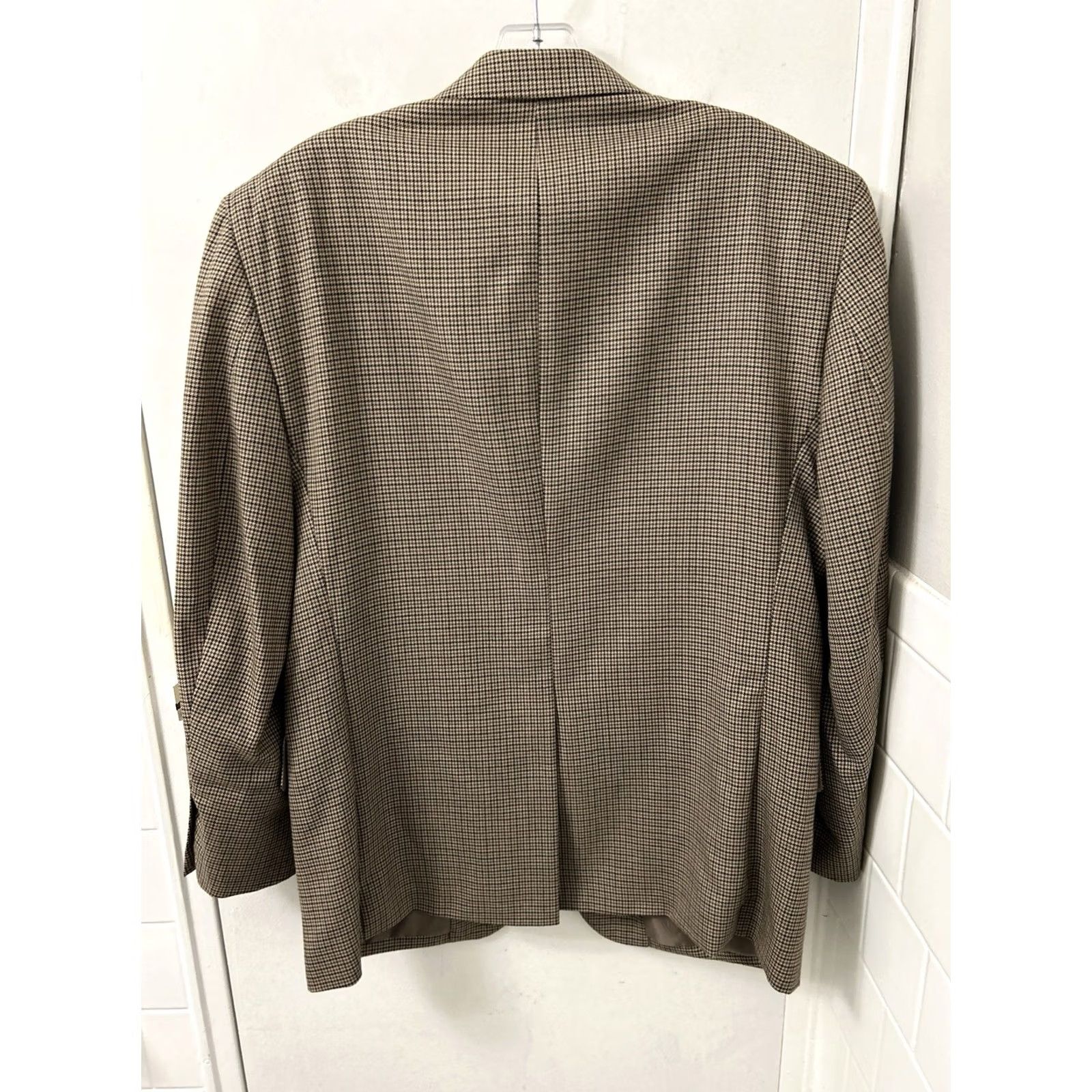 Jos. A. Bank Jos. A. Bank Classic Collection Blazer Mens 42S Brown Houndstooth 100% Wool Jacket Size 42R - 6 Thumbnail