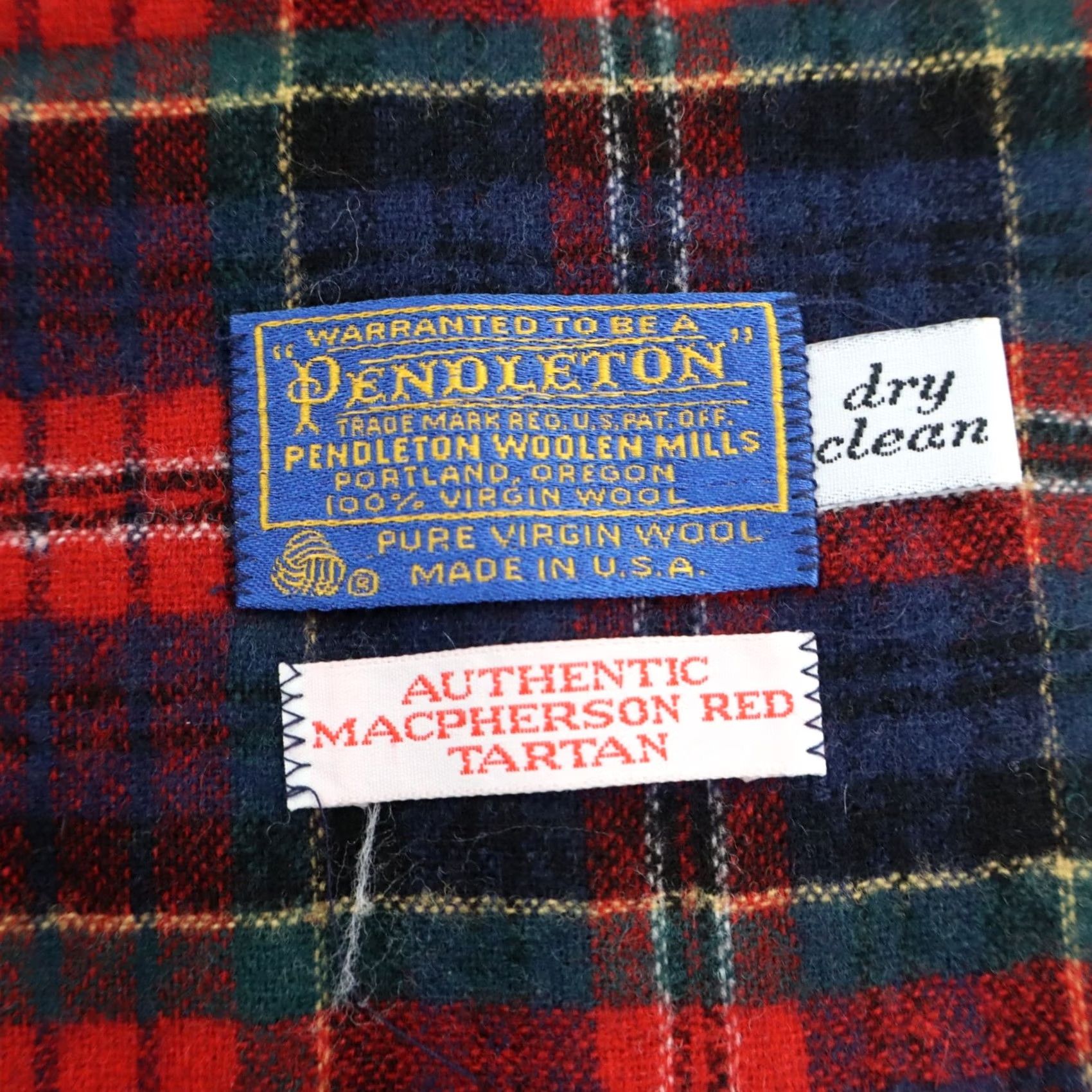 Pendleton VINTAGE Pendleton Wool Fringe Plaid Scarf MacPherson Red Green Tartan USA Made Size ONE SIZE - 4 Thumbnail