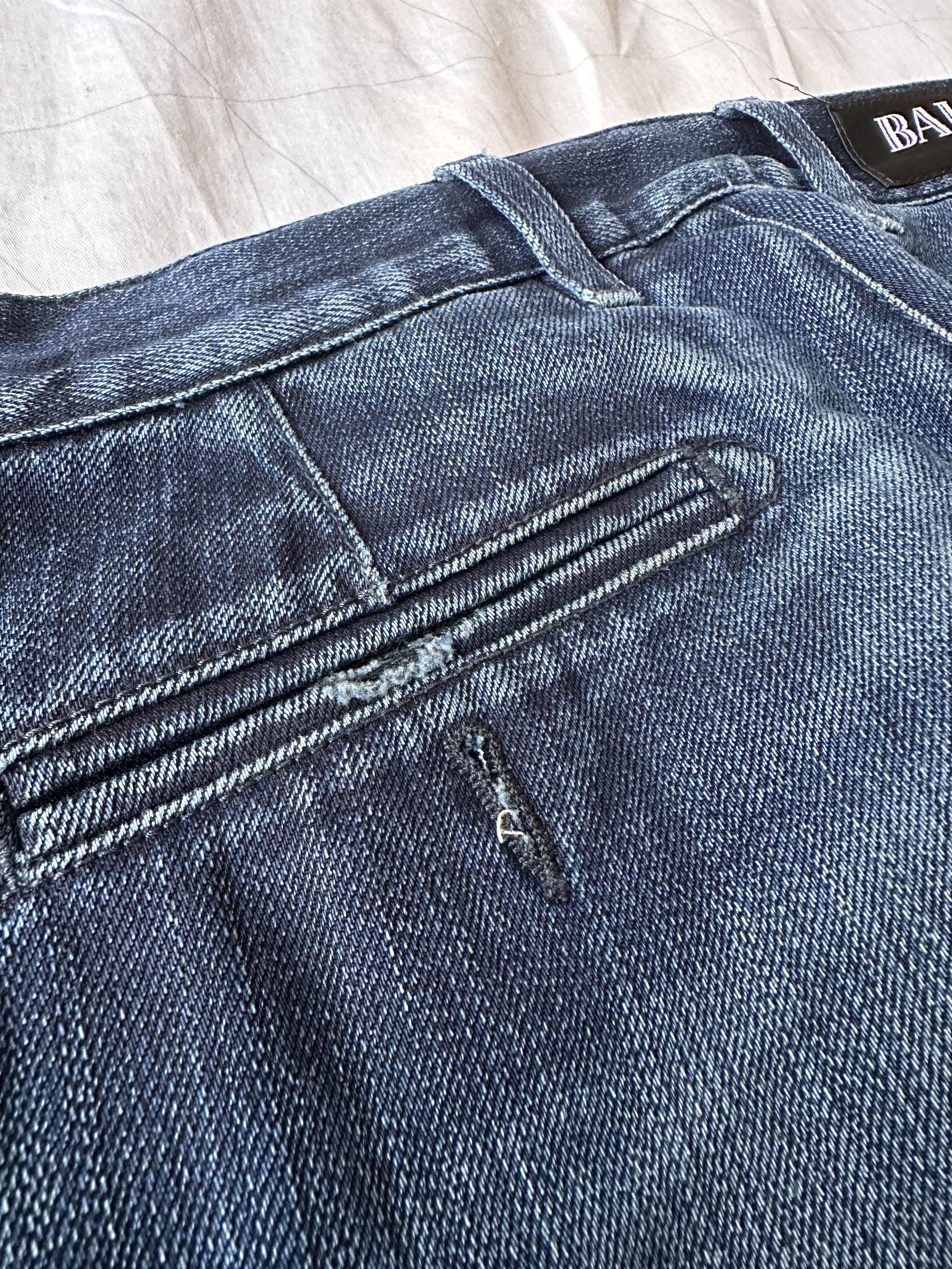 Balmain SS17 Balmain Navy Washed Biker Denim Oilver Roustreing Era Size US 31 - 8 Thumbnail