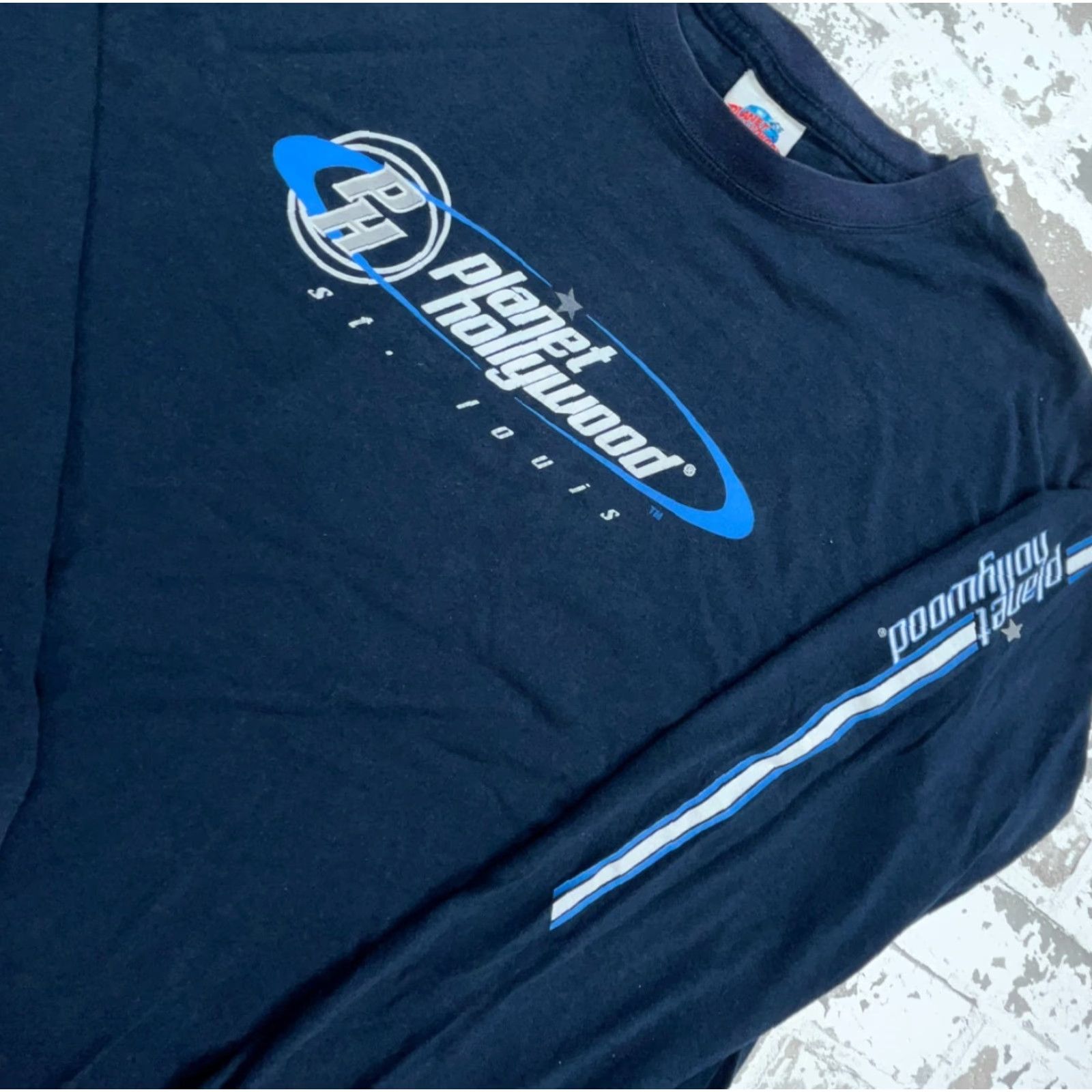 Planet Hollywood VINTAGE Planet Hollywood Shirt Men XL Blue Tee Long Sleeve Tattoo 90s Mall Punk Shirt Size US XL / EU 56 / 4 - 3 Thumbnail