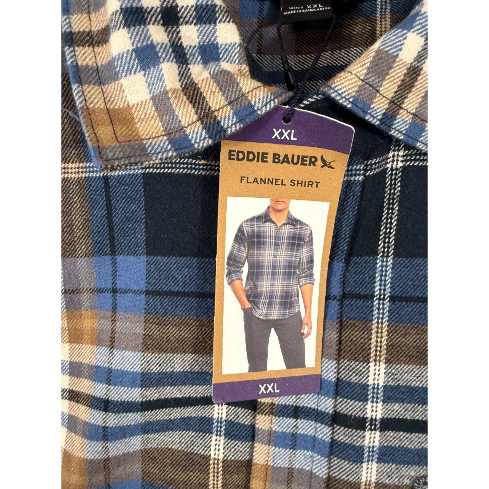 Eddie Bauer VINTAGE? (No) Eddie Bauer Flannel Shirt Mens 2XL Blue Plaid Button-Up Long Sleeve Outdoor NWT Size US XXL / EU 58 / 5 - 5 Thumbnail
