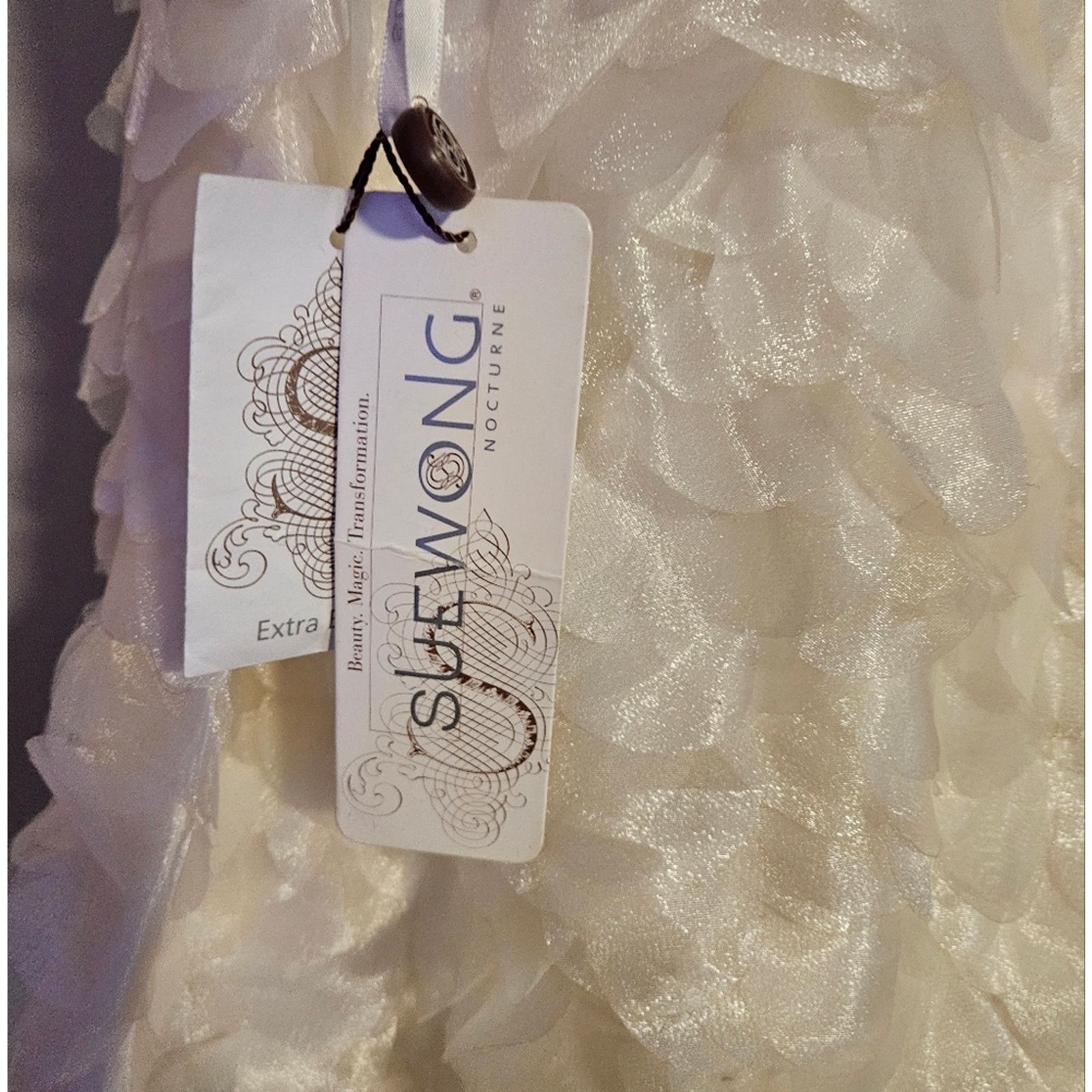 Vera Wang Elegant Vera Wang White Floral Dress Size L / US 10 / IT 46 - 4 Thumbnail