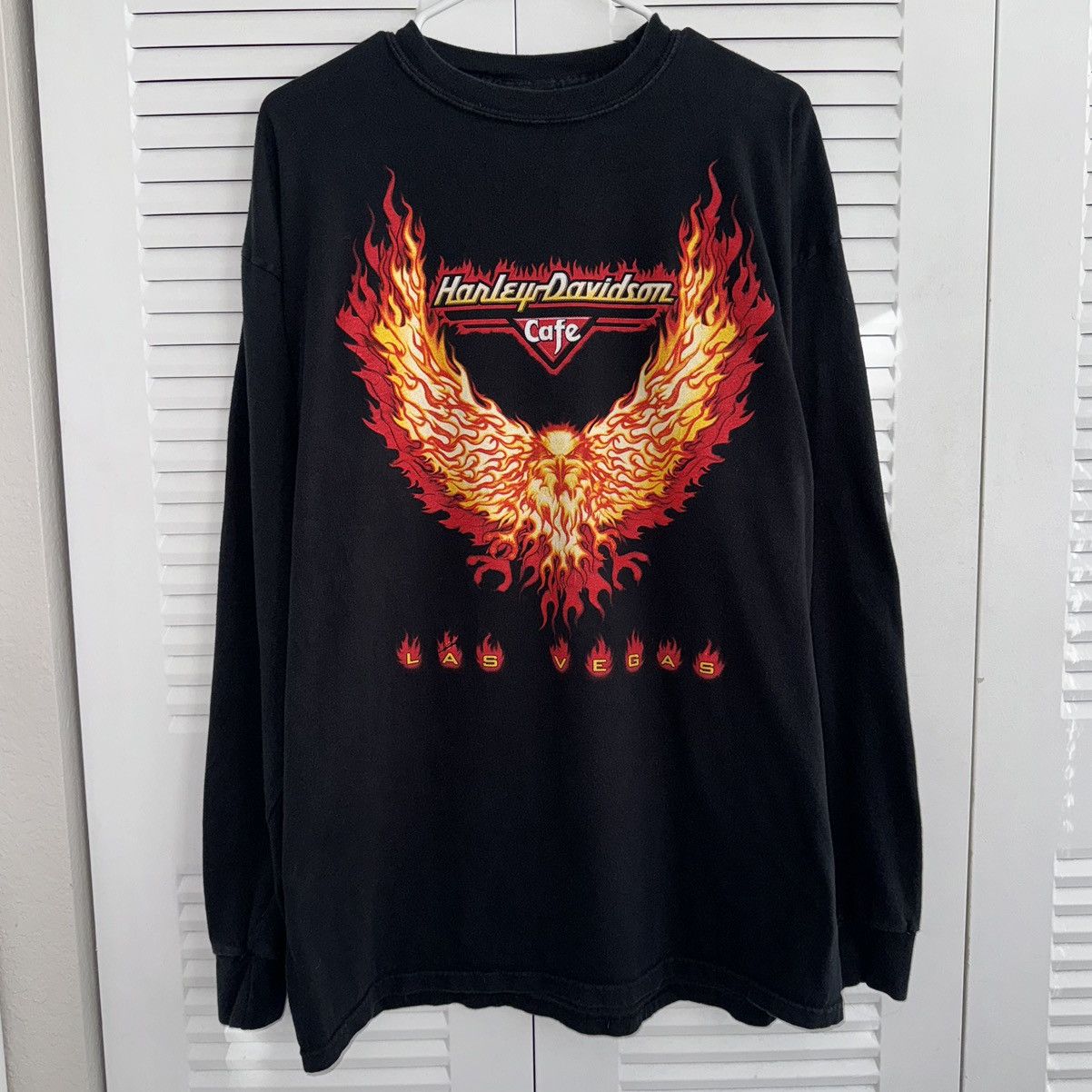 Harley Davidson Crazy Vintage 90s Harley Davidson Flame Faded Black LS Tee Size US XL / EU 56 / 4 - 2 Thumbnail