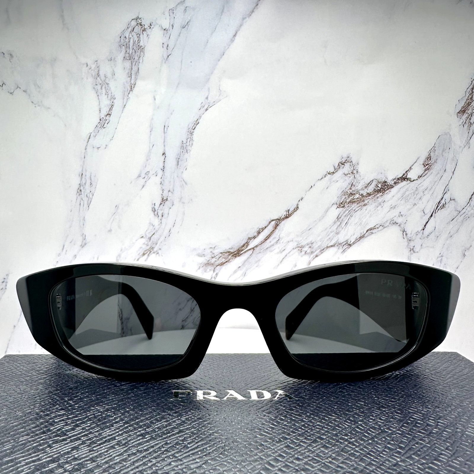 Prada New PRADA Sunglasses Black Oval Cat Eye Symbole Logo Size ONE SIZE - 17 Thumbnail