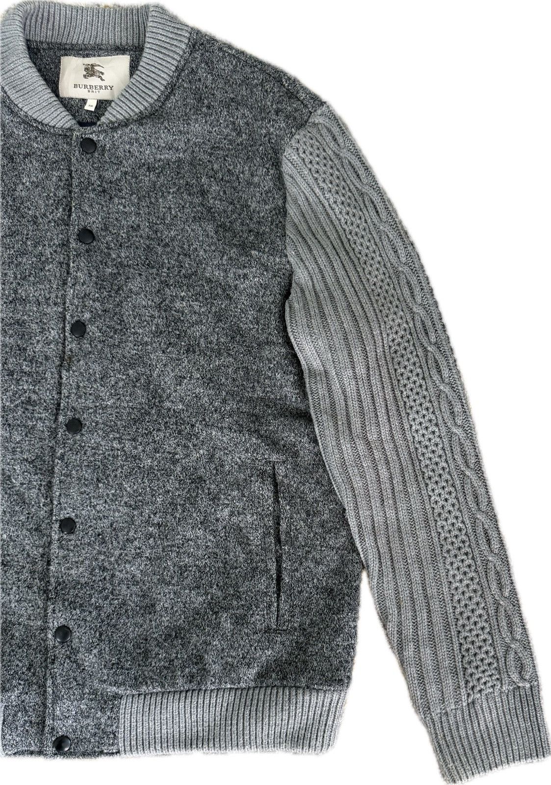 Burberry Prorsum Burberry Brit Cable Knit Jacket Varsity Style Jacket Size US XL / EU 56 / 4 - 2 Thumbnail