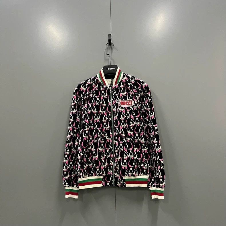 Gucci Animal Print Zip Baseball Jacket - dmc