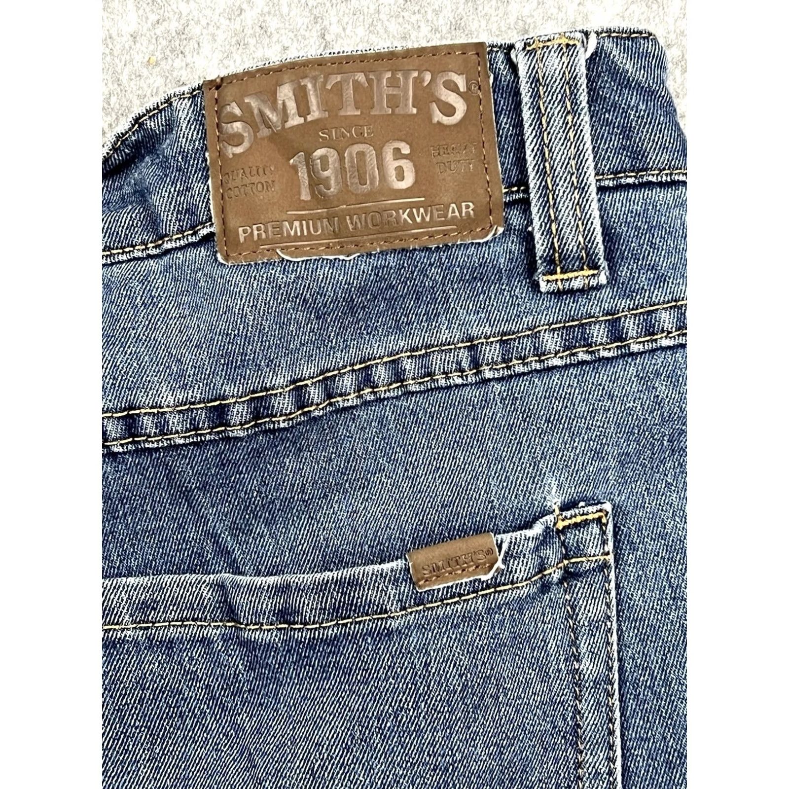 Vintage Smiths Workwear Jeans Stretch Relaxed Fit Blue Medium Wash 38x30 Mens Regular 5-Pocket Denim Straight Zip Size US 38 / EU 54 - 8 Thumbnail
