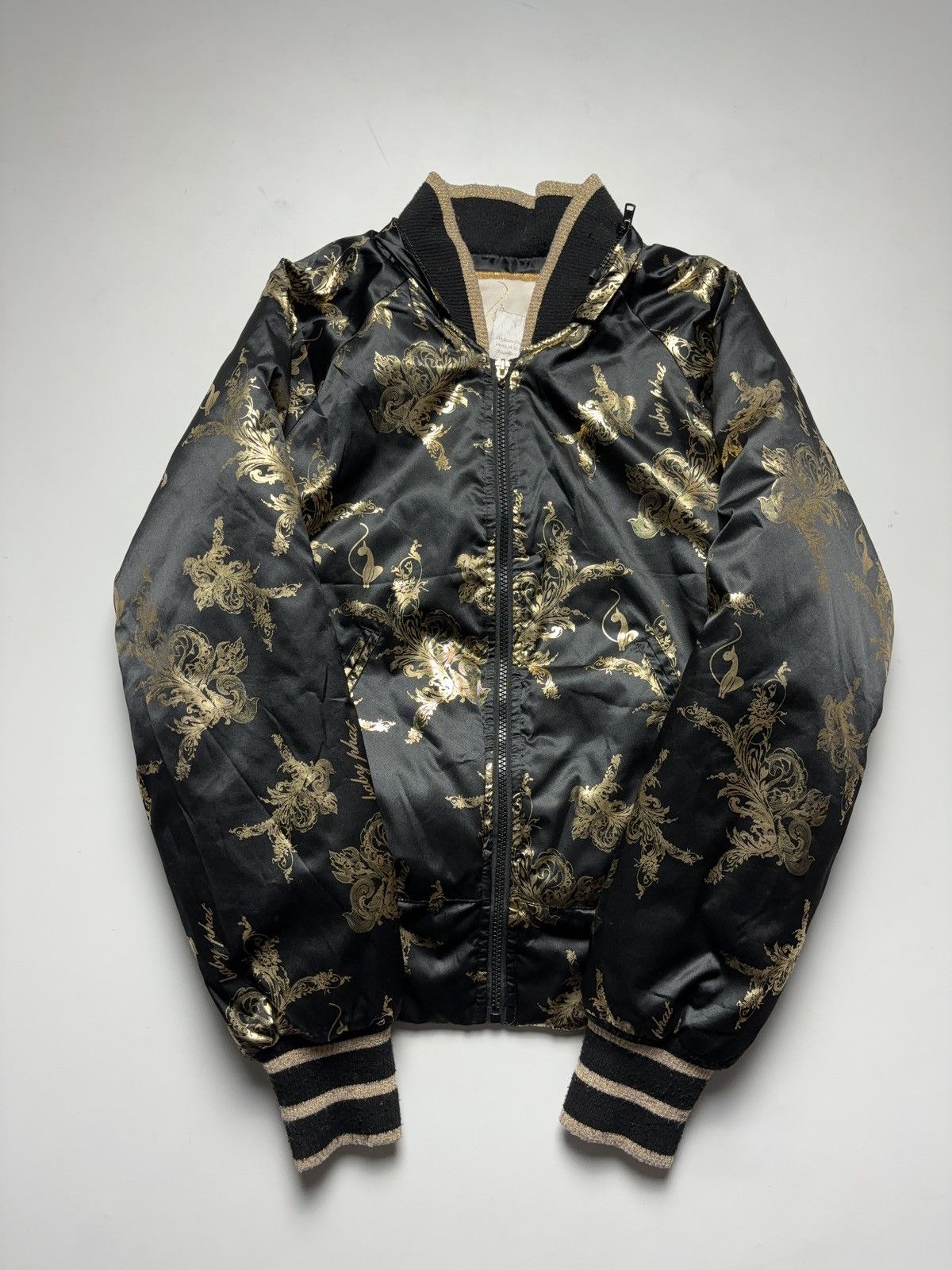 Baby phat gold vintage printed bomber jacket